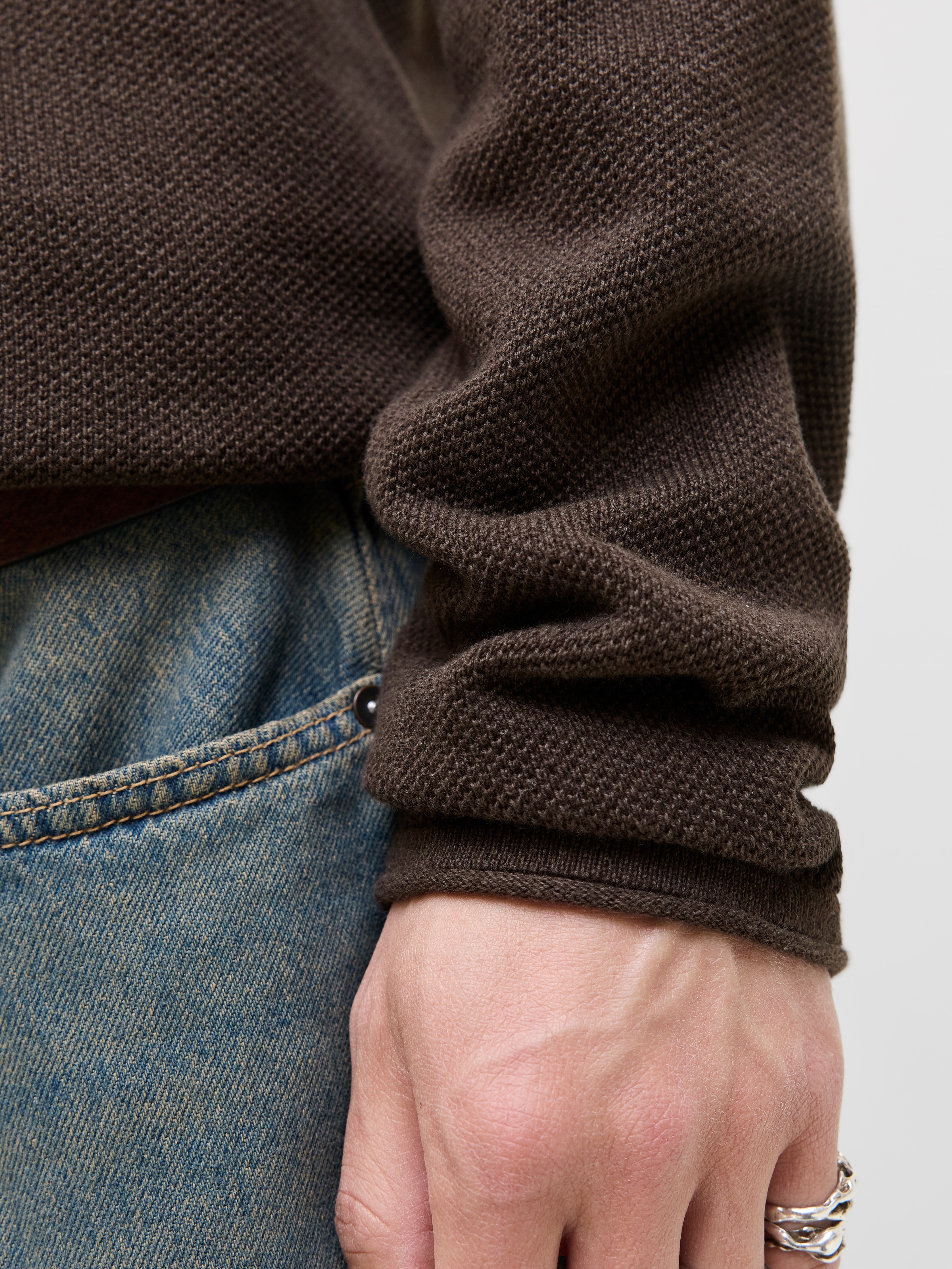 Jack & Jones Rundhalspullover »JJEHILL KNIT CREW NECK NOOS«, mit Strukturstrick