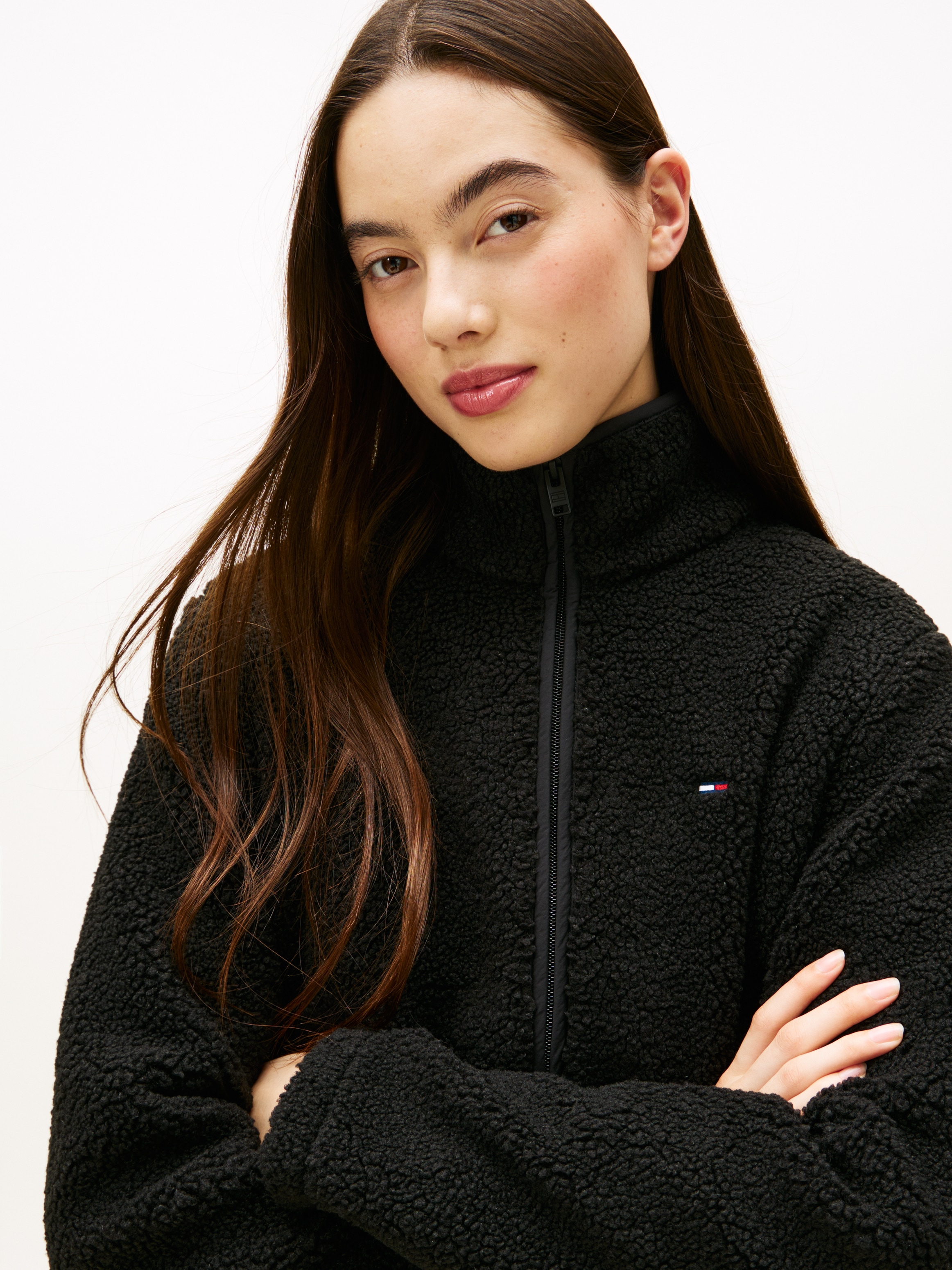 Tommy Jeans Sweatjacke »TJW REG SH S-FLAG TEDDY ZIP THRU«