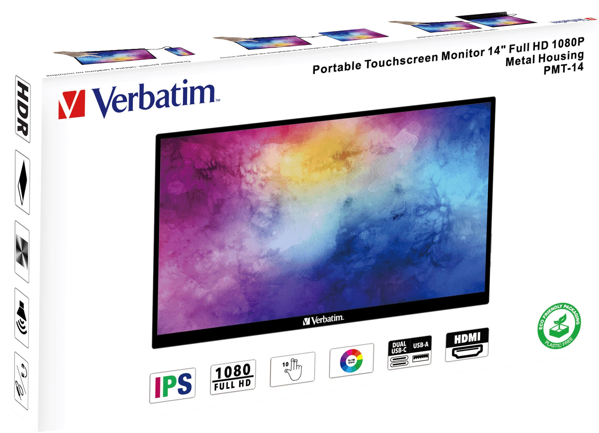 Verbatim Portabler Monitor »49591 Verbatim PMT-14« 36 cm/14 ″  1920 x 1080 px Full HD 6 Reaktionszeit 60 Hz