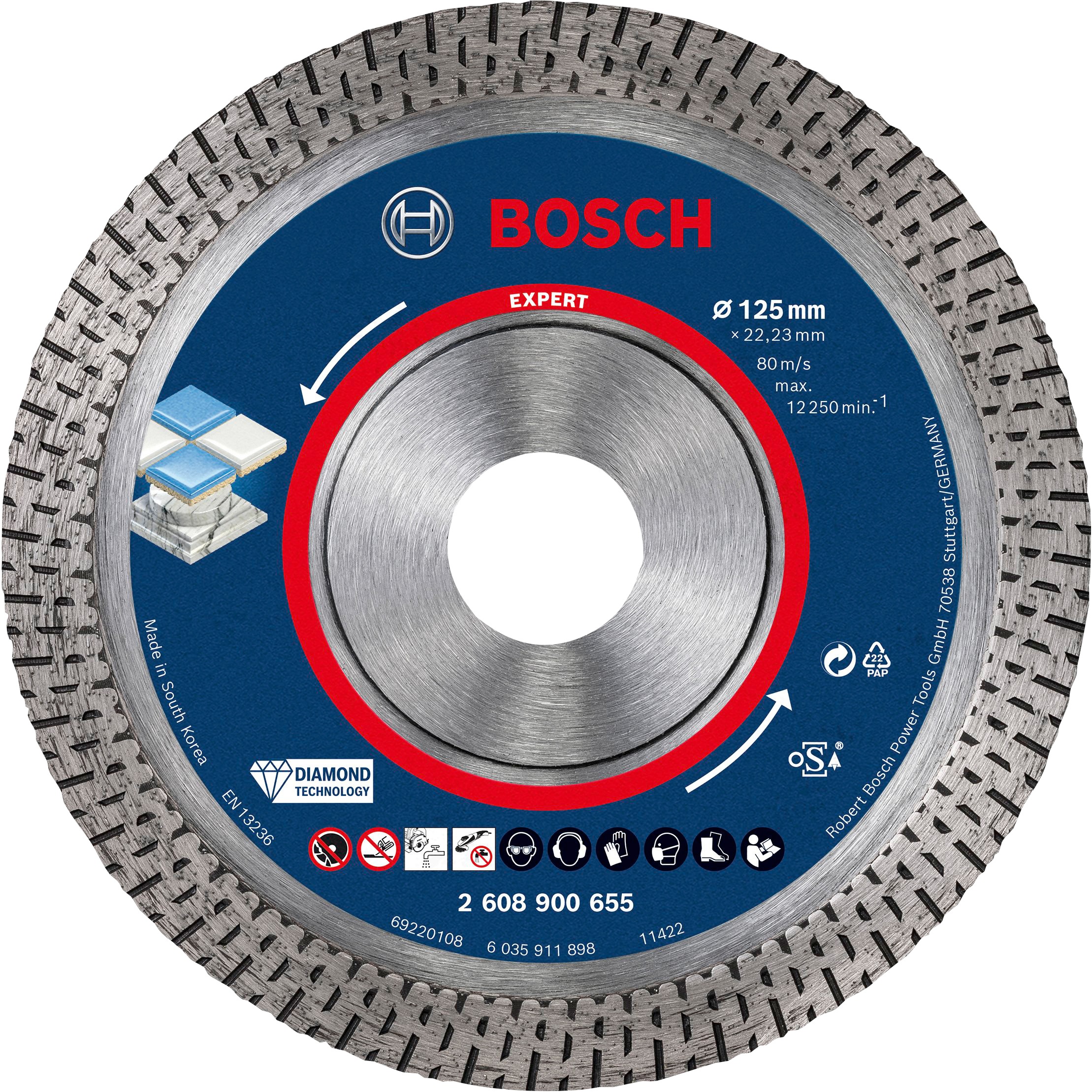 Bosch Professional Diamanttrennscheibe »Expert HardCeramic«, (1 tlg.), 22,23 x 1,4 x 10 mm