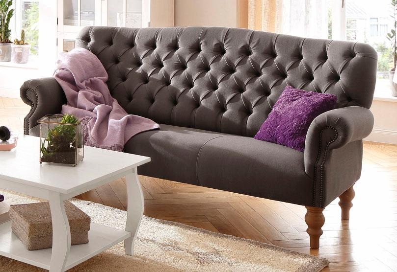 Home affaire Chesterfield-Sofa »Lord«, mit echter Chesterfield-Knopfheftung und Ziernägeln