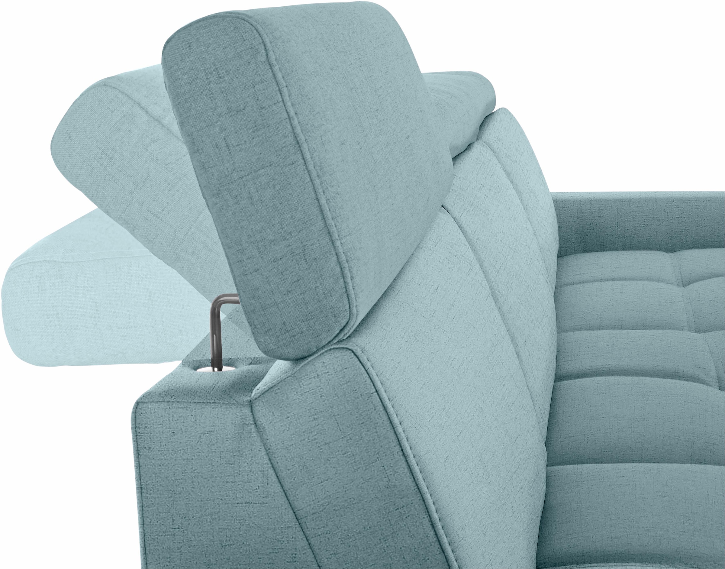 DOMO collection Ecksofa »Ava mit moderner Sitzheftung & toller Doppelnaht, komfortabel, L-Form«, mit Recamiere, inkl. Federkern, wahlweise mit Kopfteilverstellungen