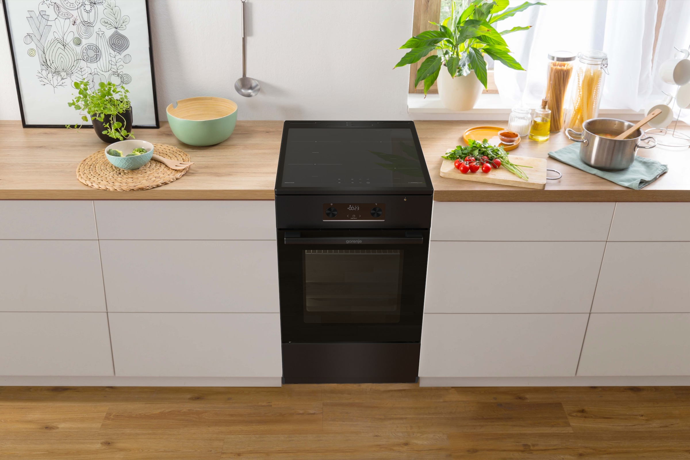 GORENJE Induktions-Standherd »MEKIS510IB« mit 1-fach-Teleskopauszug Aqua Clean 1 Stk. tlg. Standherd mit Induktionskochfeld und Teleskopauzug
