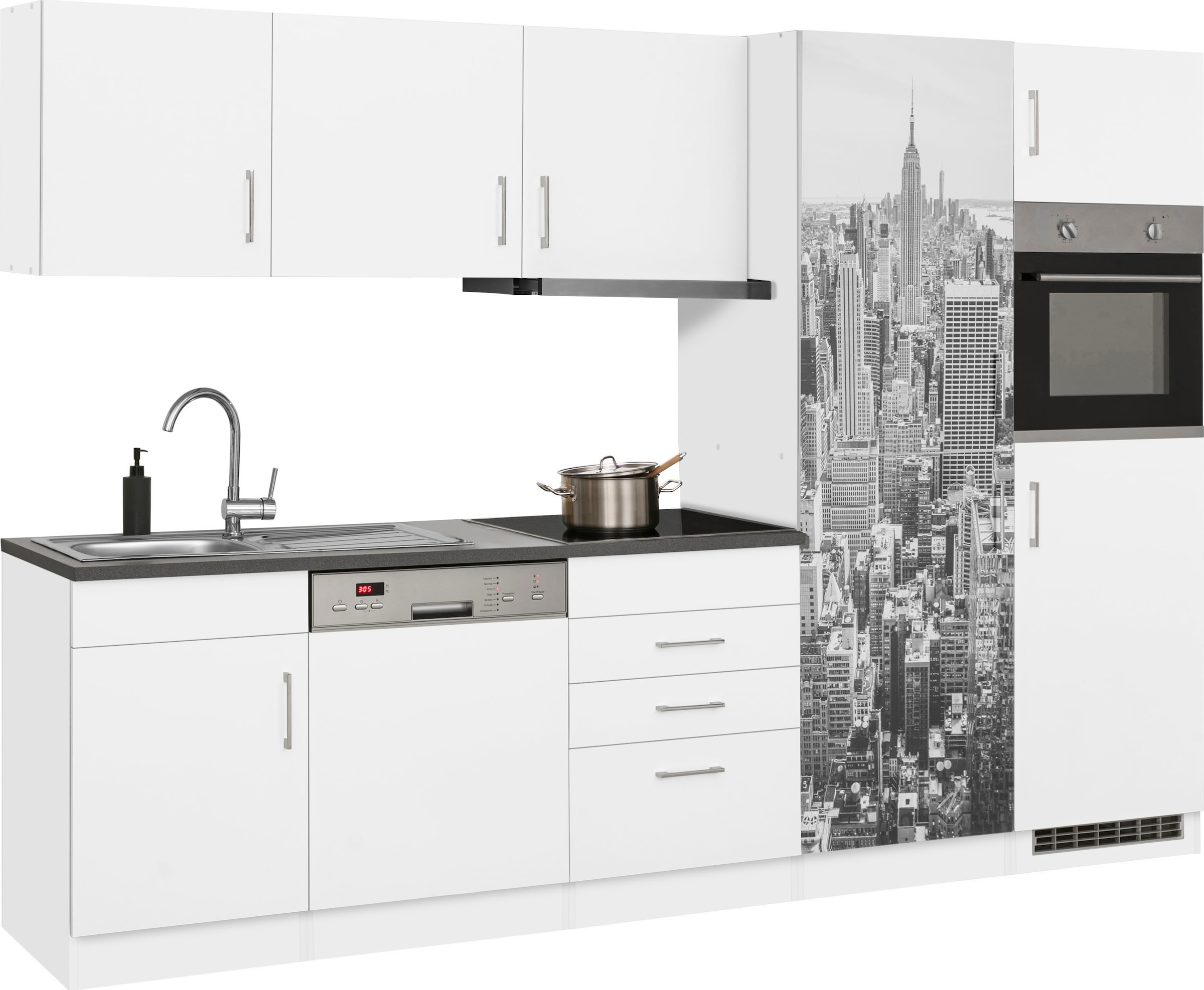 HELD MÖBEL Küchenzeile mit OTTO 290 cm, wahlweise mit online Induktionskochfeld bestellen E-Geräten, Breite bei »Paris«