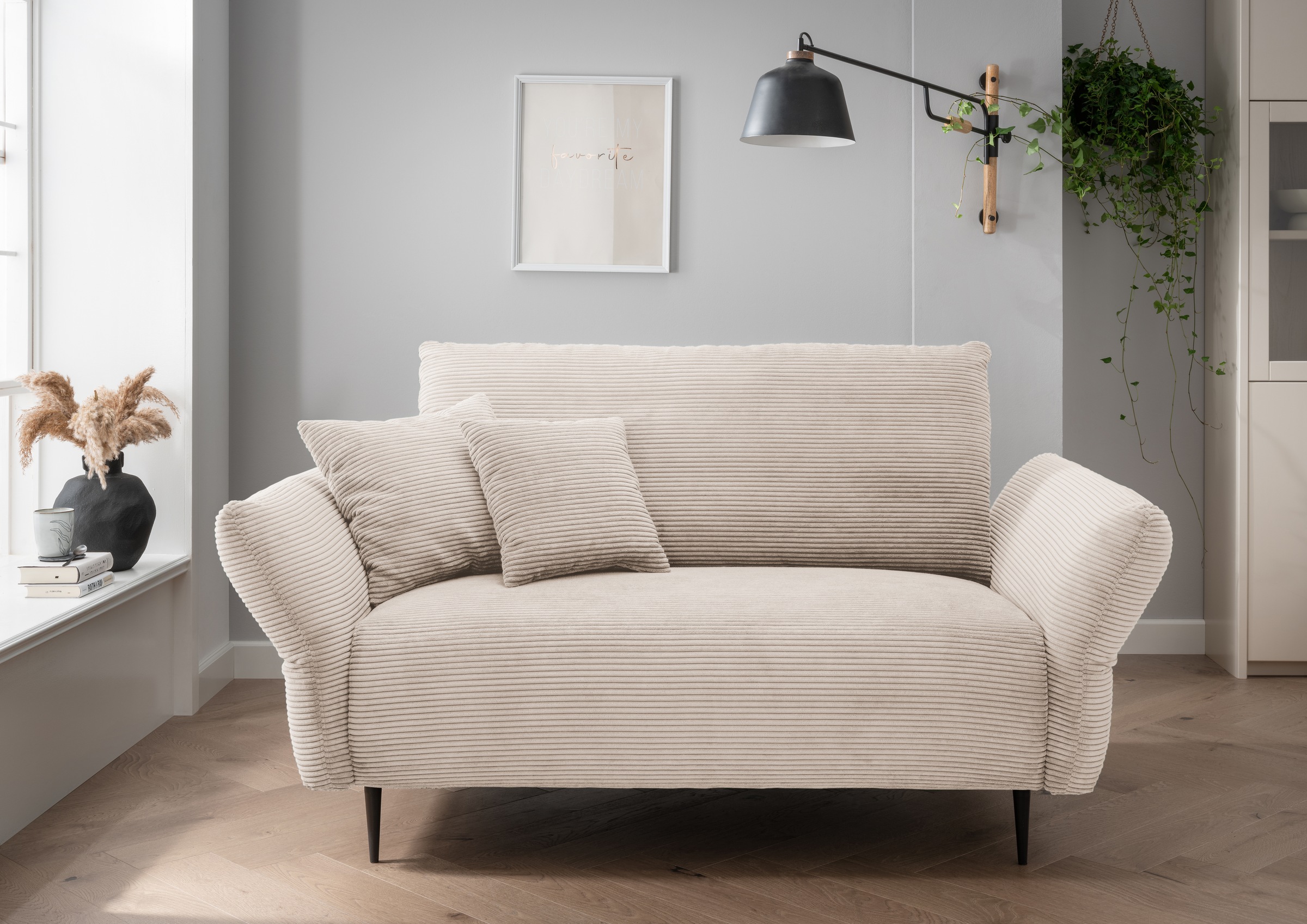 Home affaire Polstergarnitur »Lazio modern und bequem, schmale Armlehnen, tolle Detailverarbeitung« Set, 3-Sitzer und 2-Sitzer, 2 Stk. tlg. zwei verschiedene Fußfarben wählbar