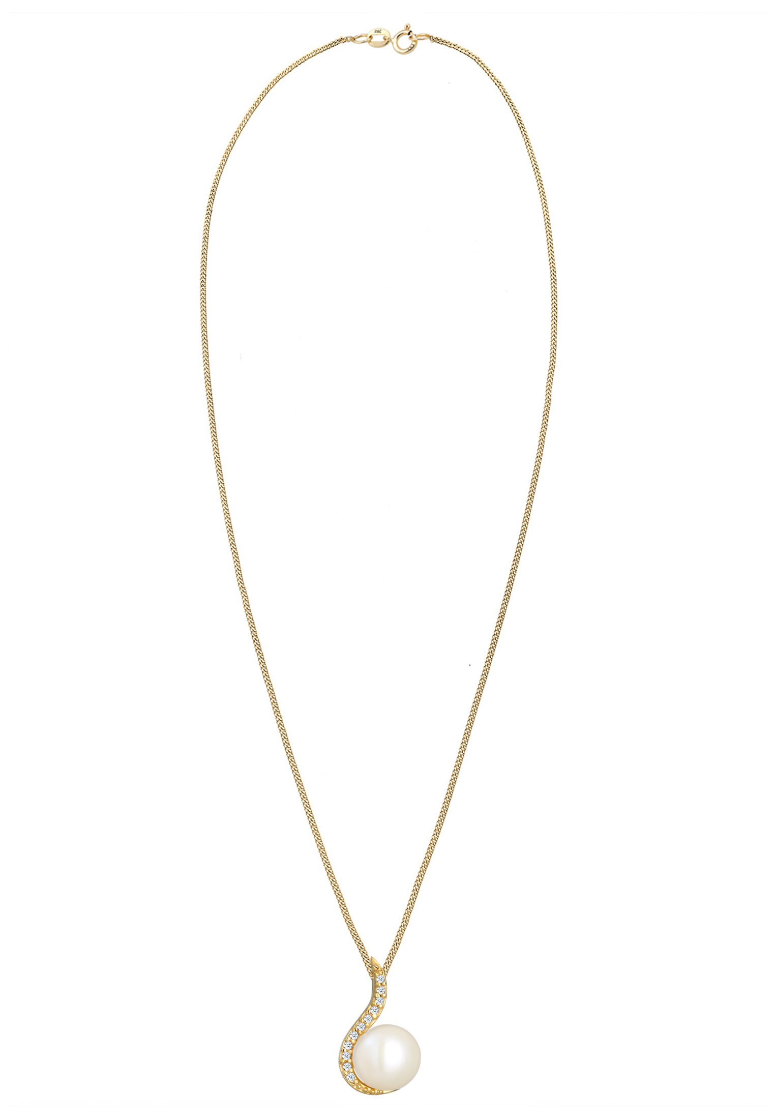 Elli DIAMONDS Silberkette »Halskette Süßwasserzuchtperle Diamant Weiß (0.055 ct) 585 Gelbgold«