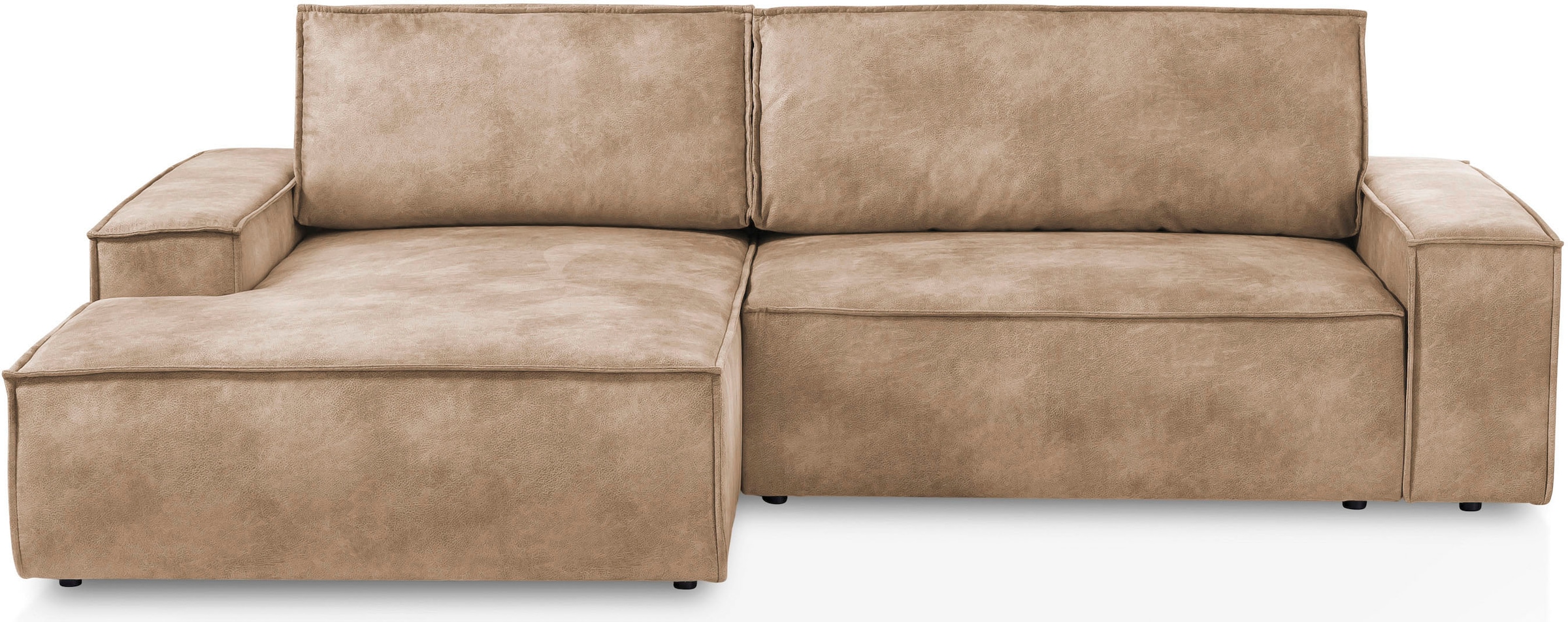 Home affaire Ecksofa SHERWOOD Schlafsofa 267 cm, L-Form, Schlaffunktion mit Bettkasten (210x136 cm), Cord, Vintage, Samtvelours