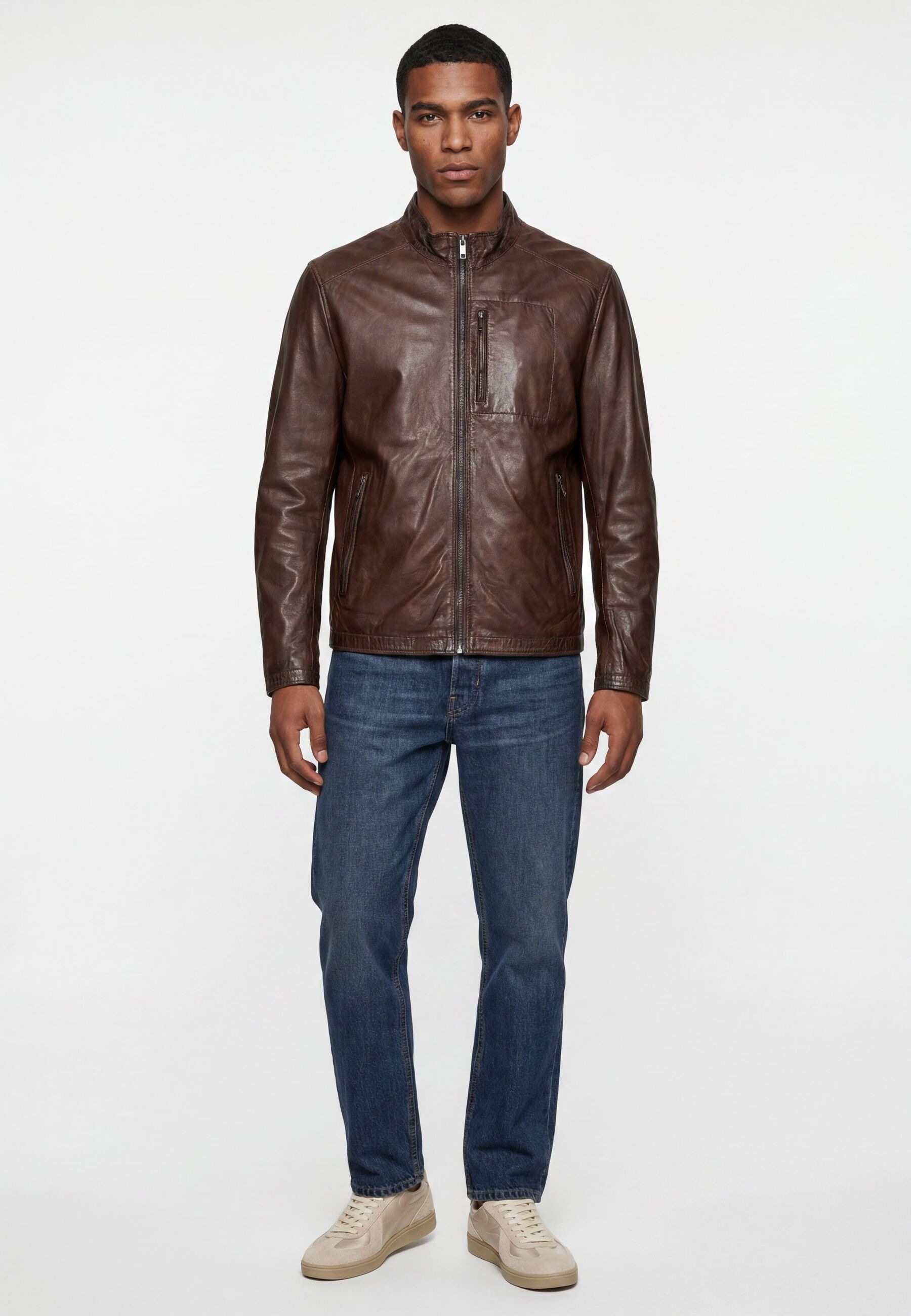 Milestone Lederjacke »MSJumper« ohne Kapuze robuste Metallreißverschlüsse