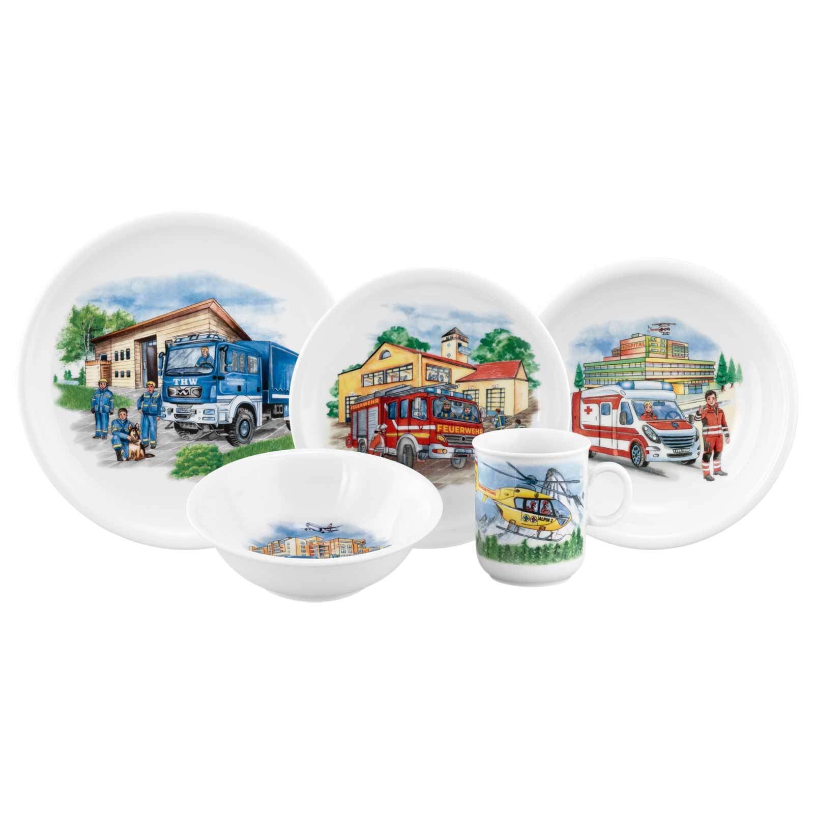 Seltmann Weiden Kindergeschirr-Set »Kindergeschirr Set Compact Blaulicht 5er Set bunt« Spülmaschinengeeignet, Mikrowellengeeignet, Ofenfest, Salamandergeeignet, Kühlschrankgeeignet, Gefrierschrankgeeignet