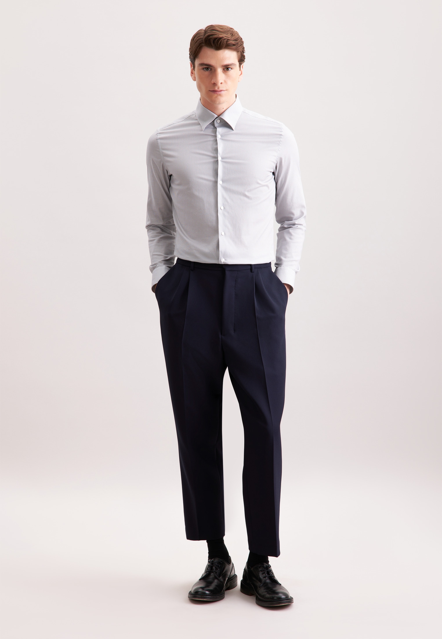 seidensticker Businesshemd »Schwarze Rose«, Slim 1/1 Covered-Button-Down-Kragen Druck