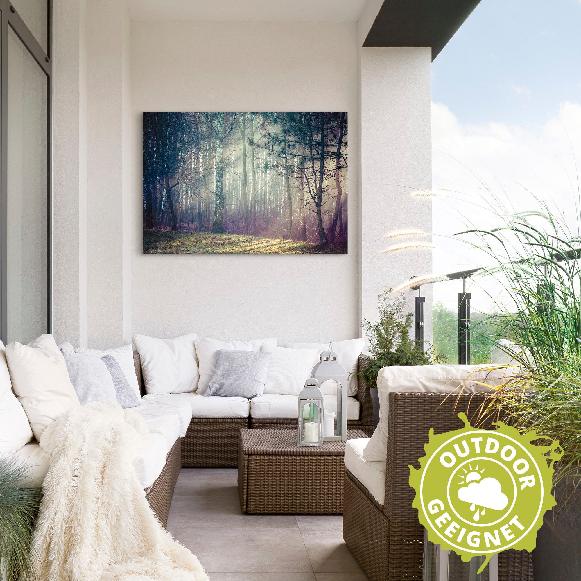 Artland Wandbild »Sonnenstrahlen im Wald«, Waldbilder, (1 St.), als Alubild, Outdoorbild, Leinwandbild in verschied. Größen