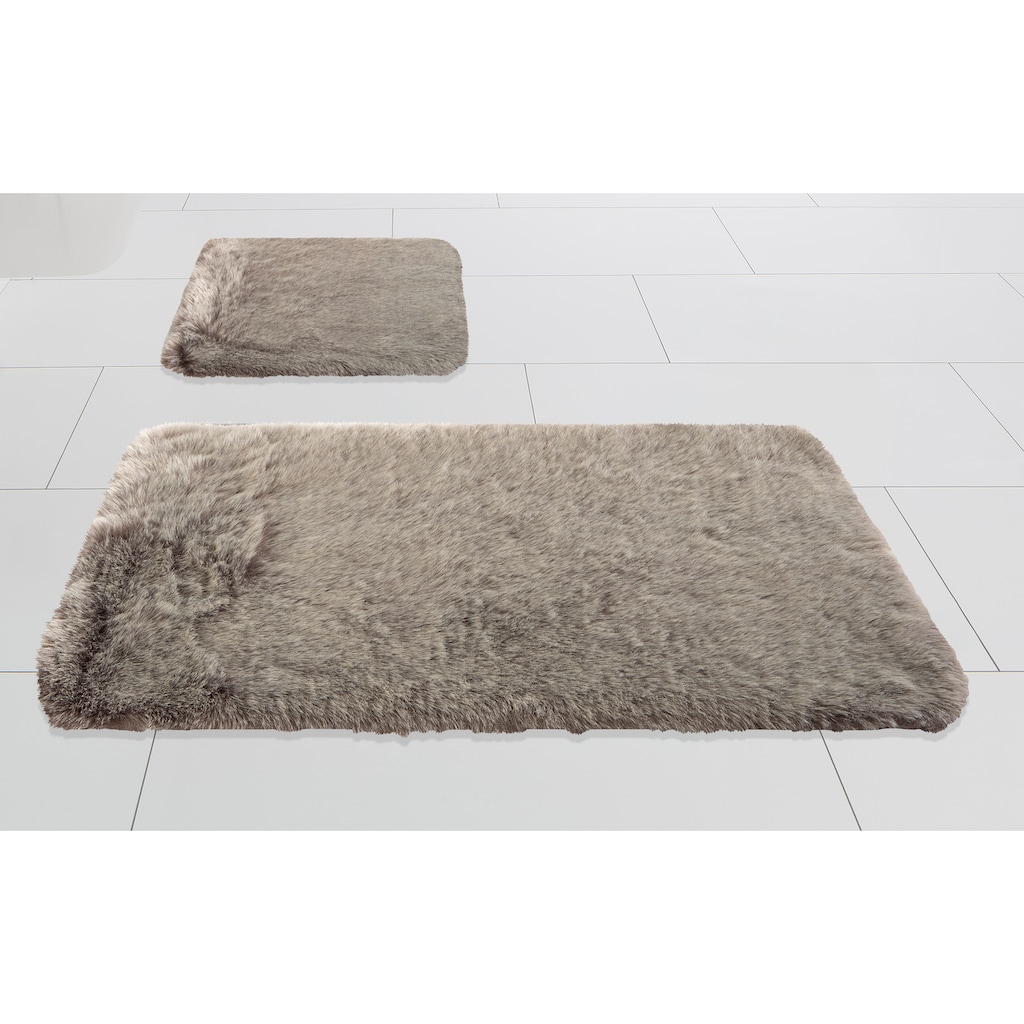 Kleine Wolke Badematte »Fluffy«, Höhe 50 mm, rutschhemmend beschichtet, fußbodenheizungsgeeignet, Badteppich, Fell-Optik, Melange Design, rechteckig & rund erhältlich