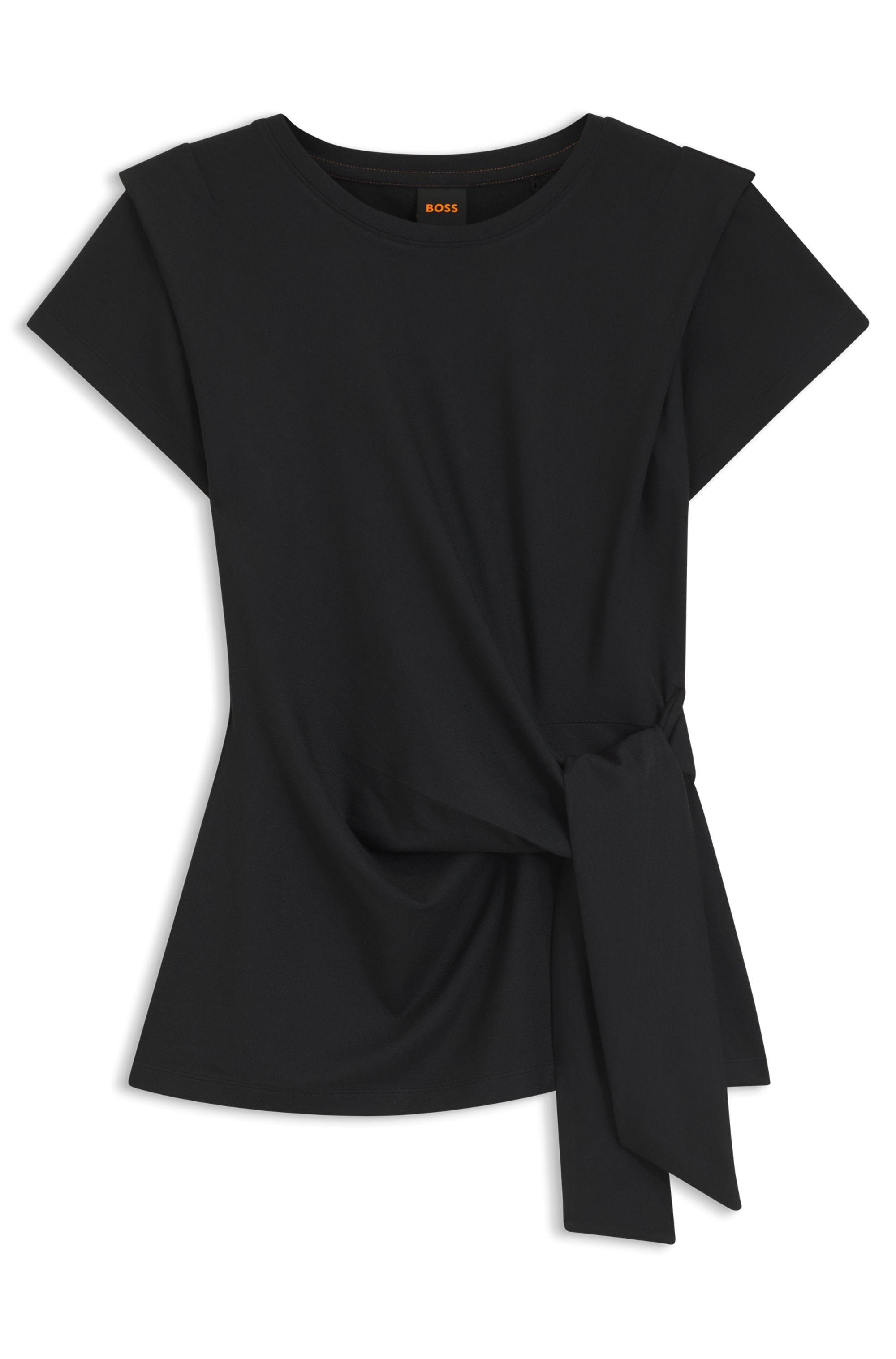 BOSS ORANGE Kurzarmshirt »Erlan Premium Damenmode« mit Knoten-Detail, figurbetont