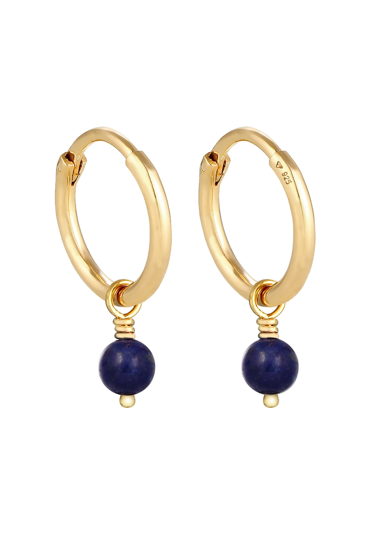 Elli Paar Creolen »Ohrringe Creolen Lapis Lazuli Kugel Rund 925 Silber«
