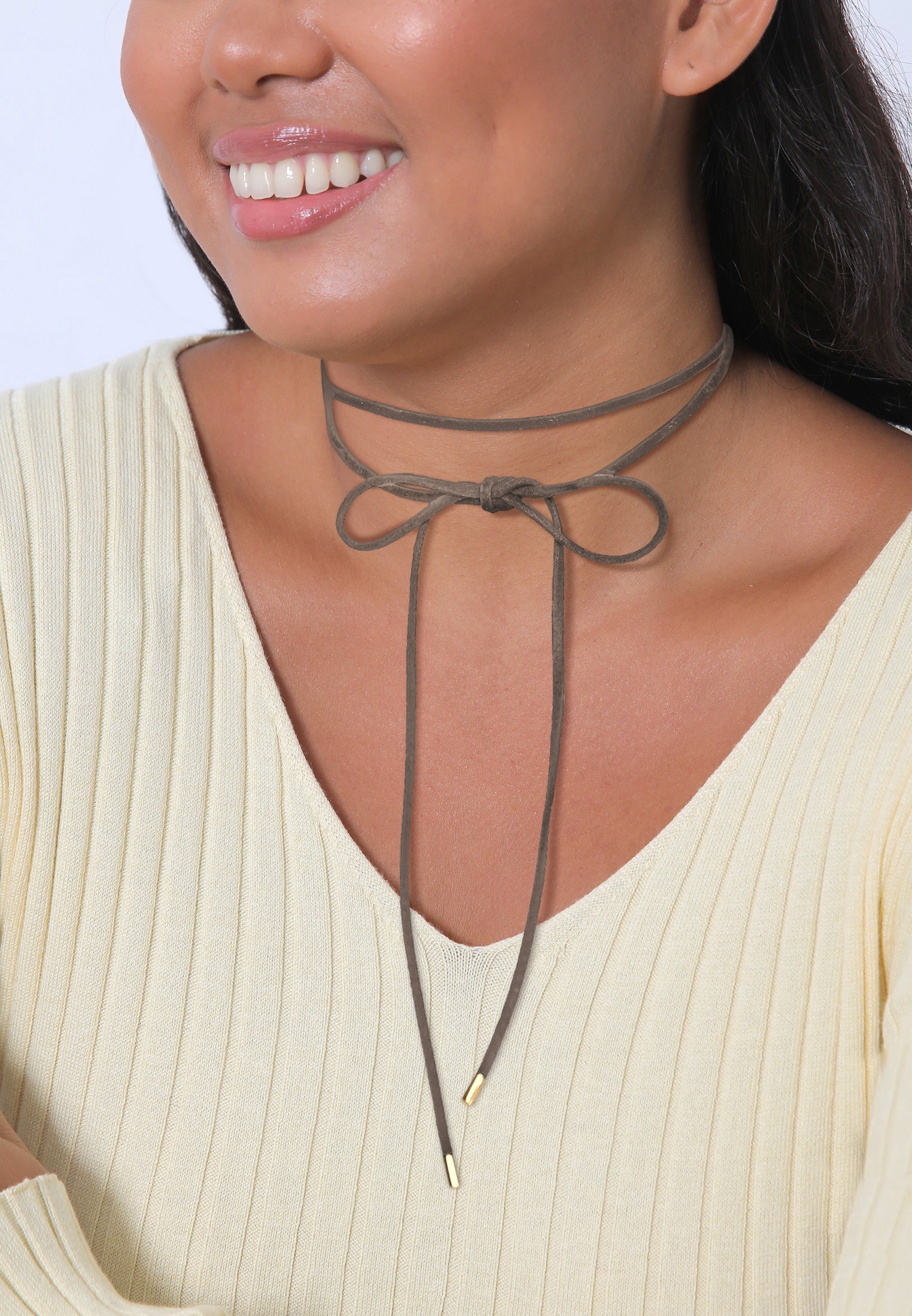 Elli Choker »Halskette Choker Velour Leder Schwarz 925 Silber«