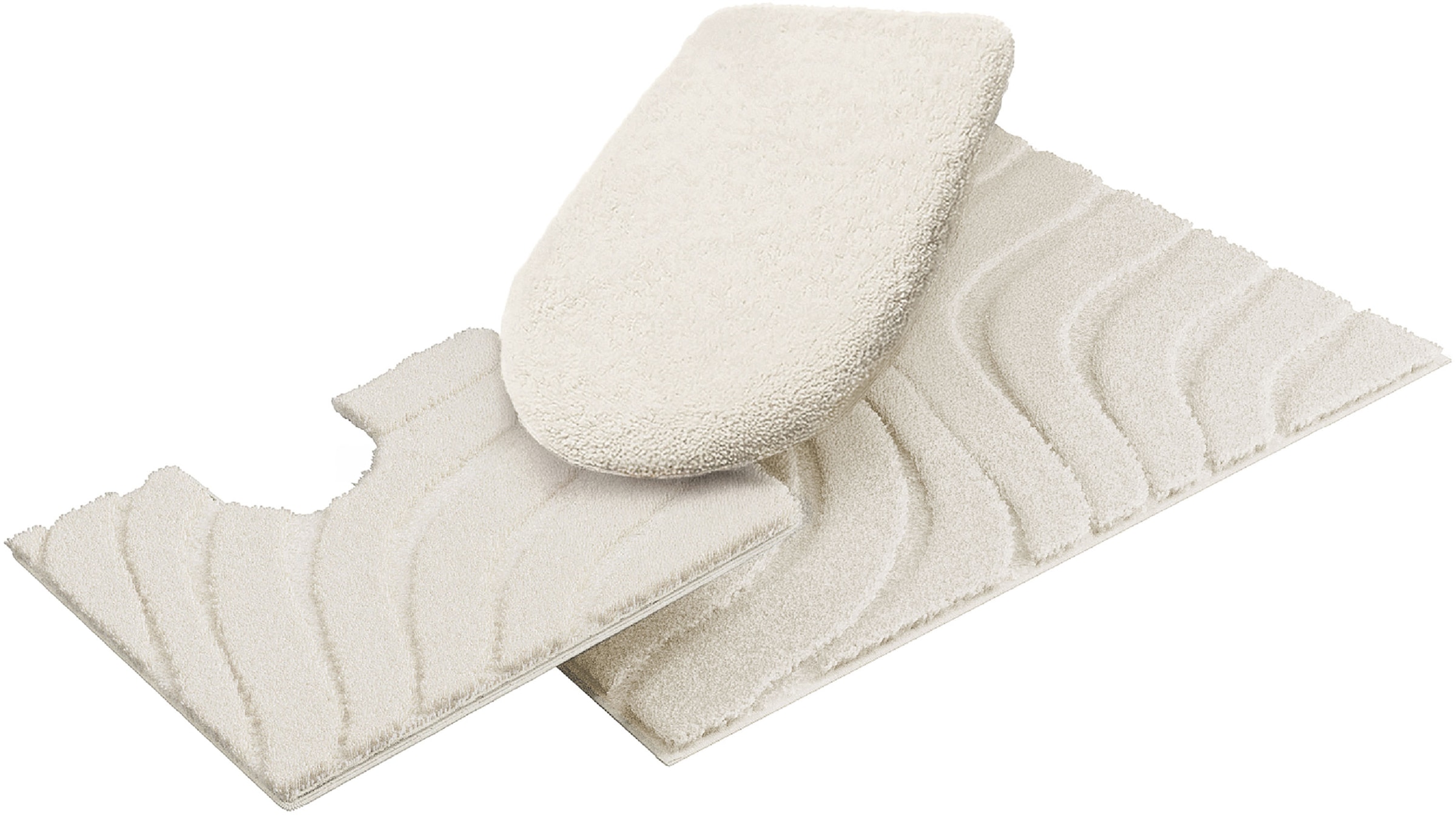 OTTO home Badematte »Levii, Badvorleger, Badezimmer Teppich, sehr weich«, rutschhemmend beschichtet, schnell trocknend-fußbodenheizungsgeeignet, Hoch-Tief-Effekt, weiche Haptik, Made in Europe