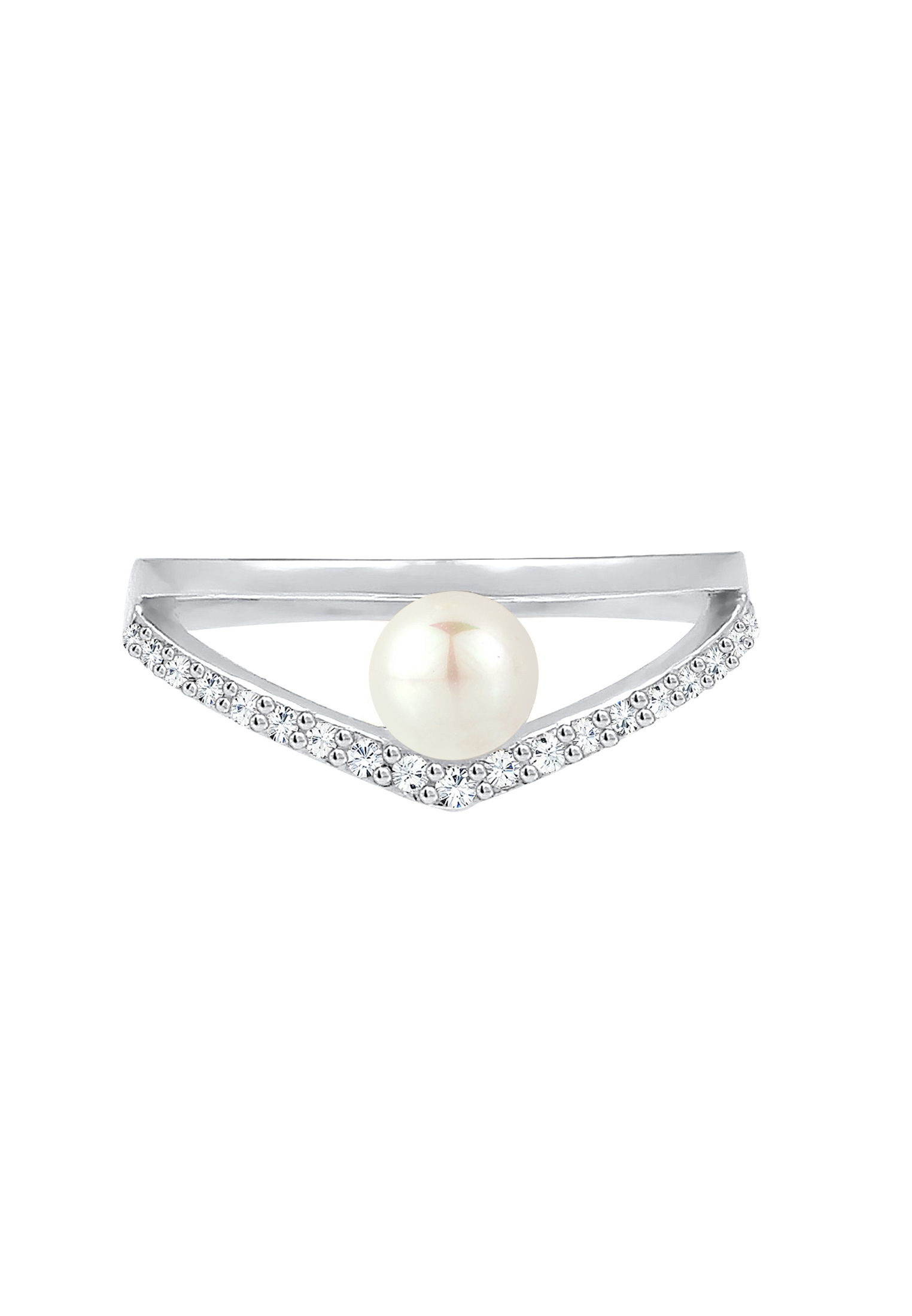 Elli Verlobungsring »Ring Süßwasserzuchtperle Kristalle 925 Sterling Silber«