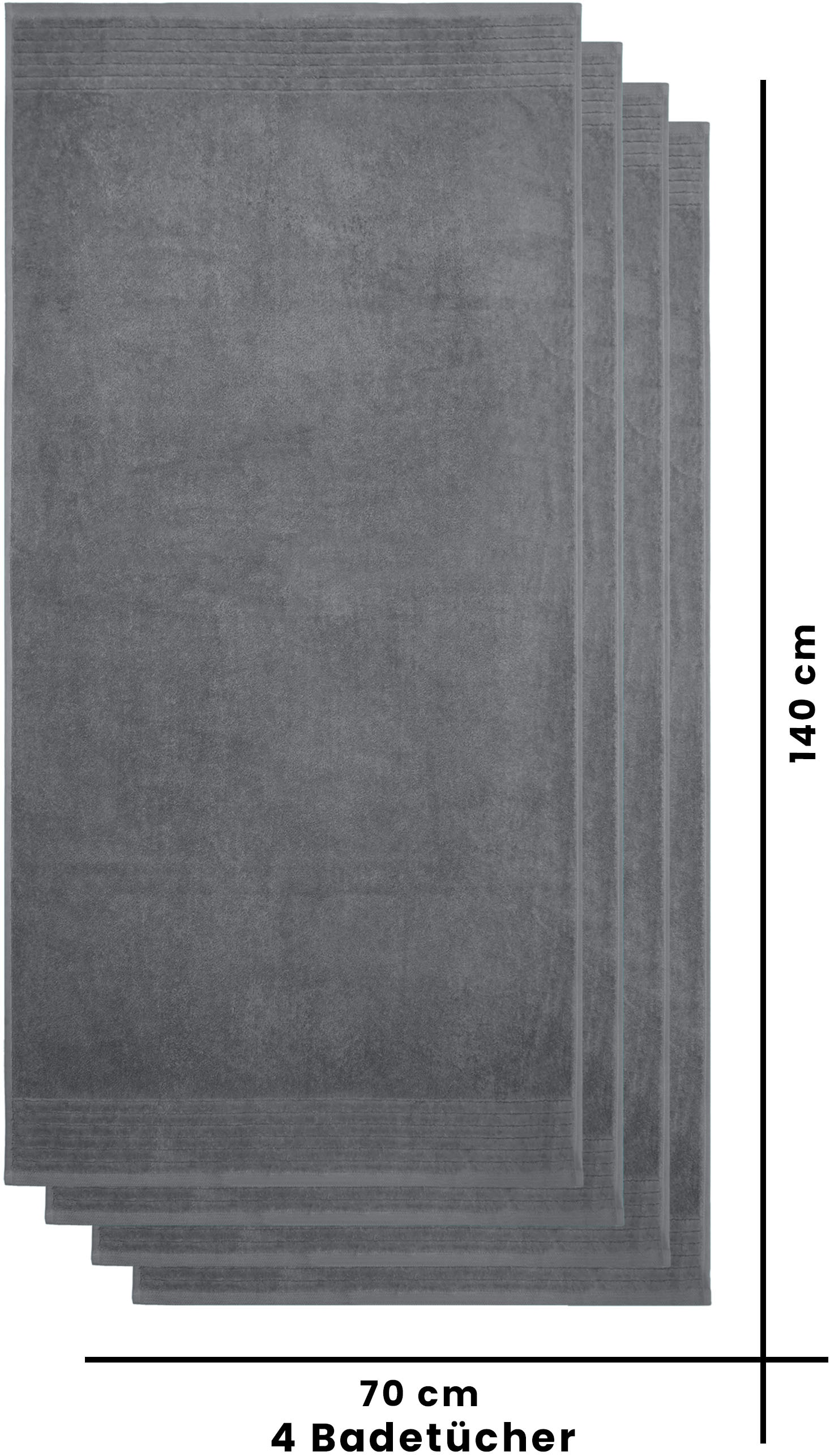 my home Duschtücher »Sanremo Premium, Premium Handtücher, 600 gr/m², 70x140cm«, (Set, 4 St., 2x 70x140cm), mit Bordüre, einfarbig, flauschig und weich, dicke Qualität