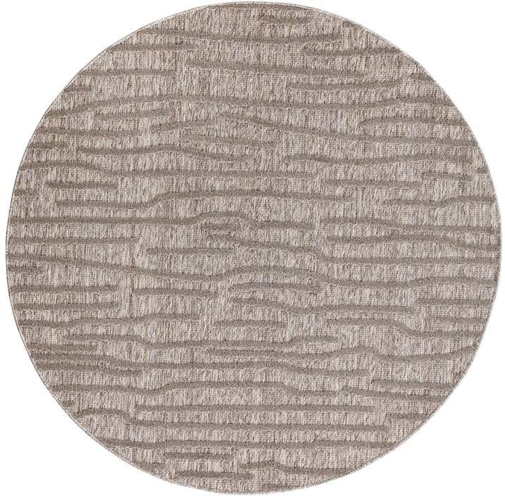 Carpet City Teppich »In-& Outdoorteppich Santorini 450, 3D-Effekt, Gestreift«, rund, 5 mm Höhe, Wetterfest & UV-beständig für Terrasse, Balkon, Küche, Flur