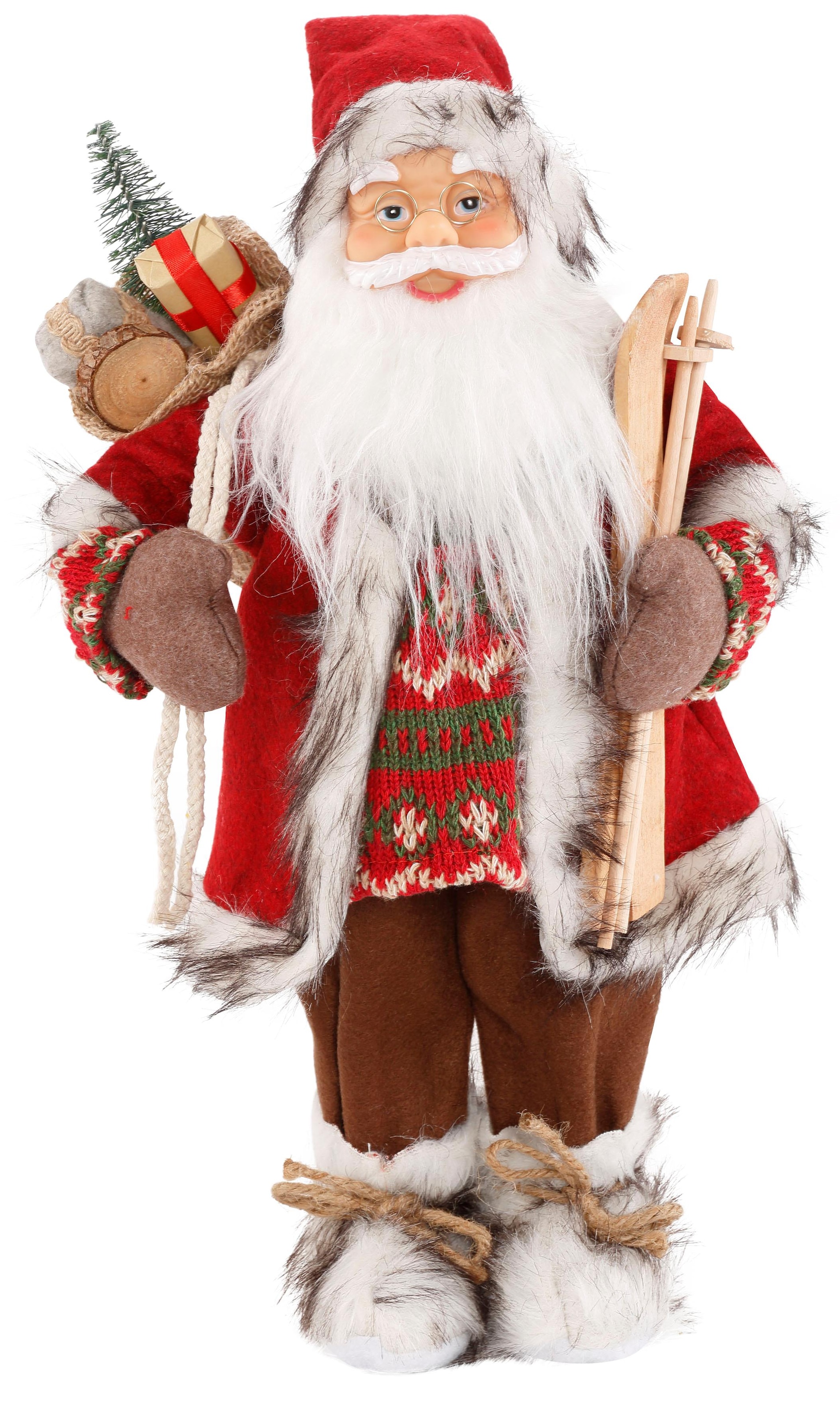 HOSSNER - HOMECOLLECTION Weihnachtsmann »Santa mit Skiern unter dem Arm und  Geschenken«, Weihnachtsdeko, Dekofigur, Weihnachtsfigur online bei OTTO