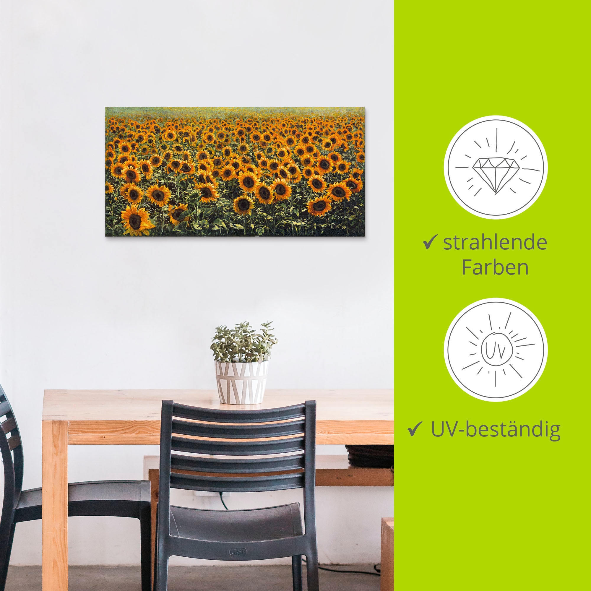 Artland Wandbild »Sonnenblumenfeld«, Blumenwiese, (1 St.), als Alubild, Outdoorbild in verschied. Größen