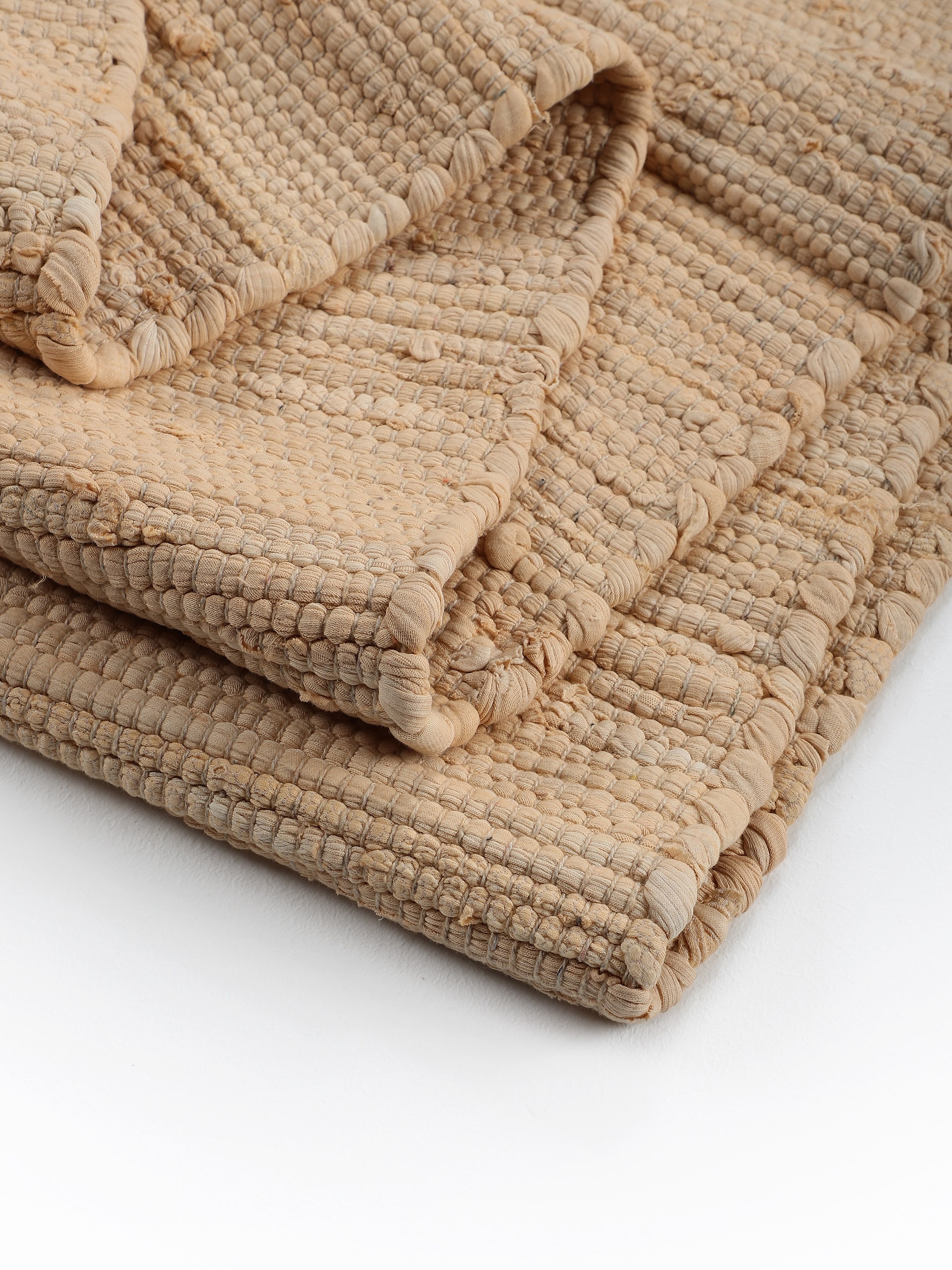 carpetfine Teppich »Kelim Chindi uni, auch als Läufer«, rechteckig, 5 mm Höhe, Wendeteppich, reine Baumwolle, handgewebt, Uni-Farben, mit Fransen
