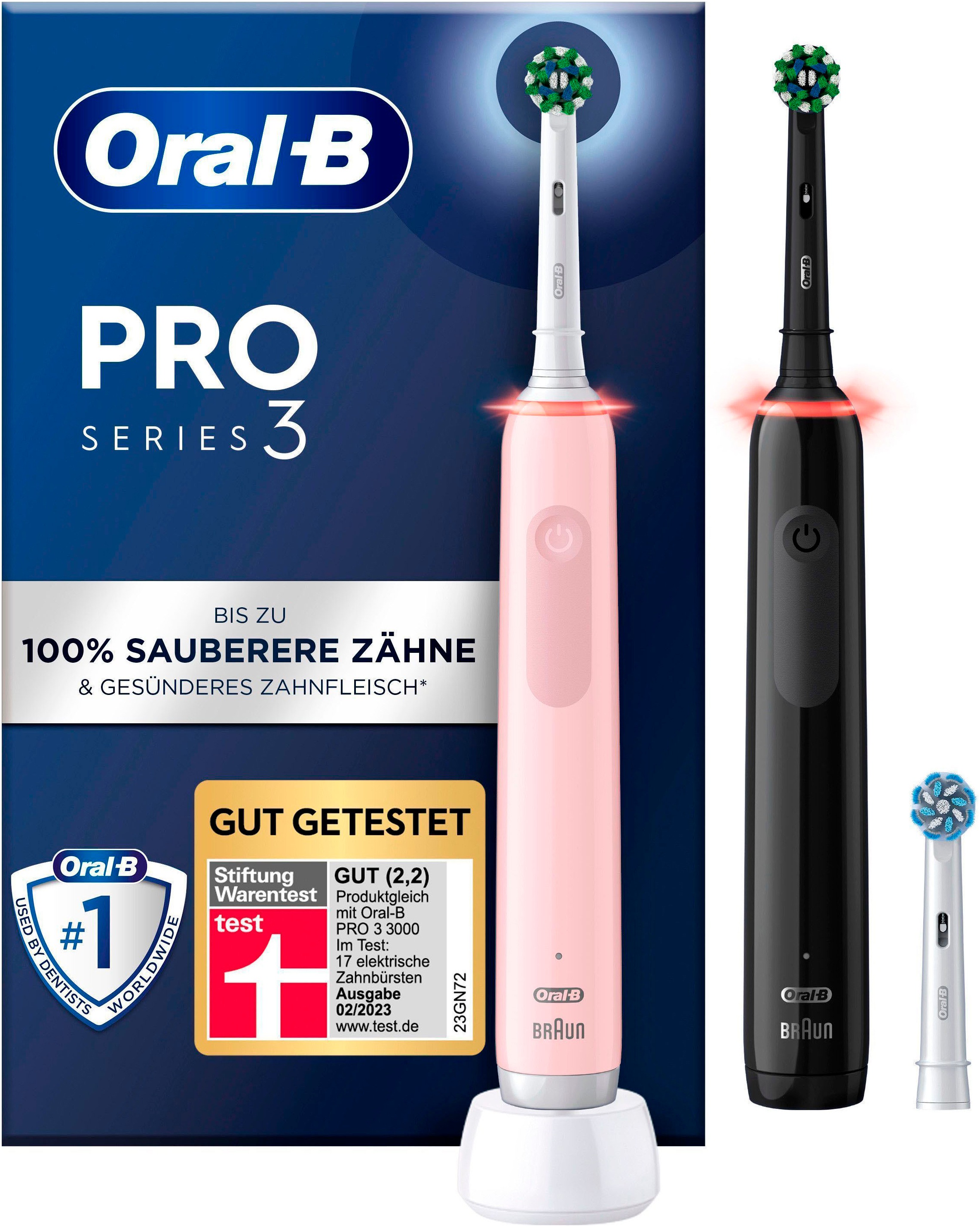 Oral B Elektrische Zahnbürste Pro 3 3900 Oral-B Elektrische Zahnbürste »Pro 3 3900«, 3 St. Aufsteckbürsten