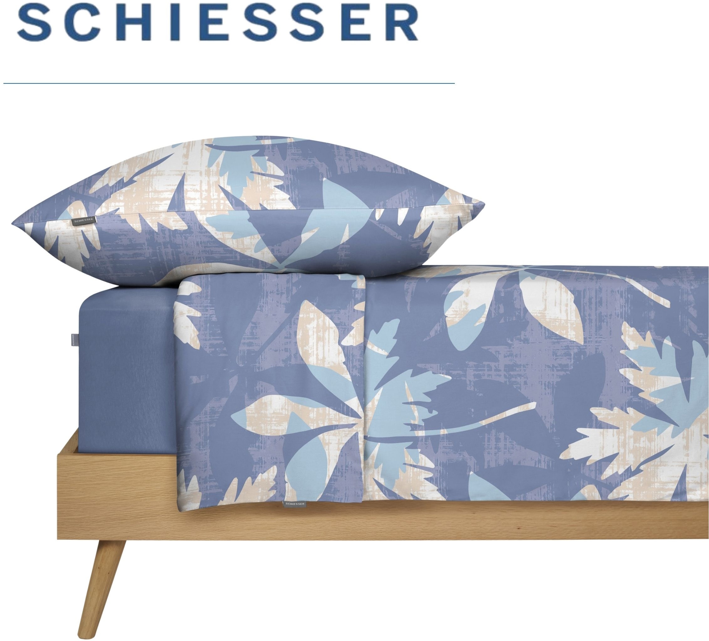 Schiesser Bettwäsche »Vera aus weichem Baumwoll-Satin mit floralem Muster« 2 tlg. OEKO-TEX® MADE IN GREEN