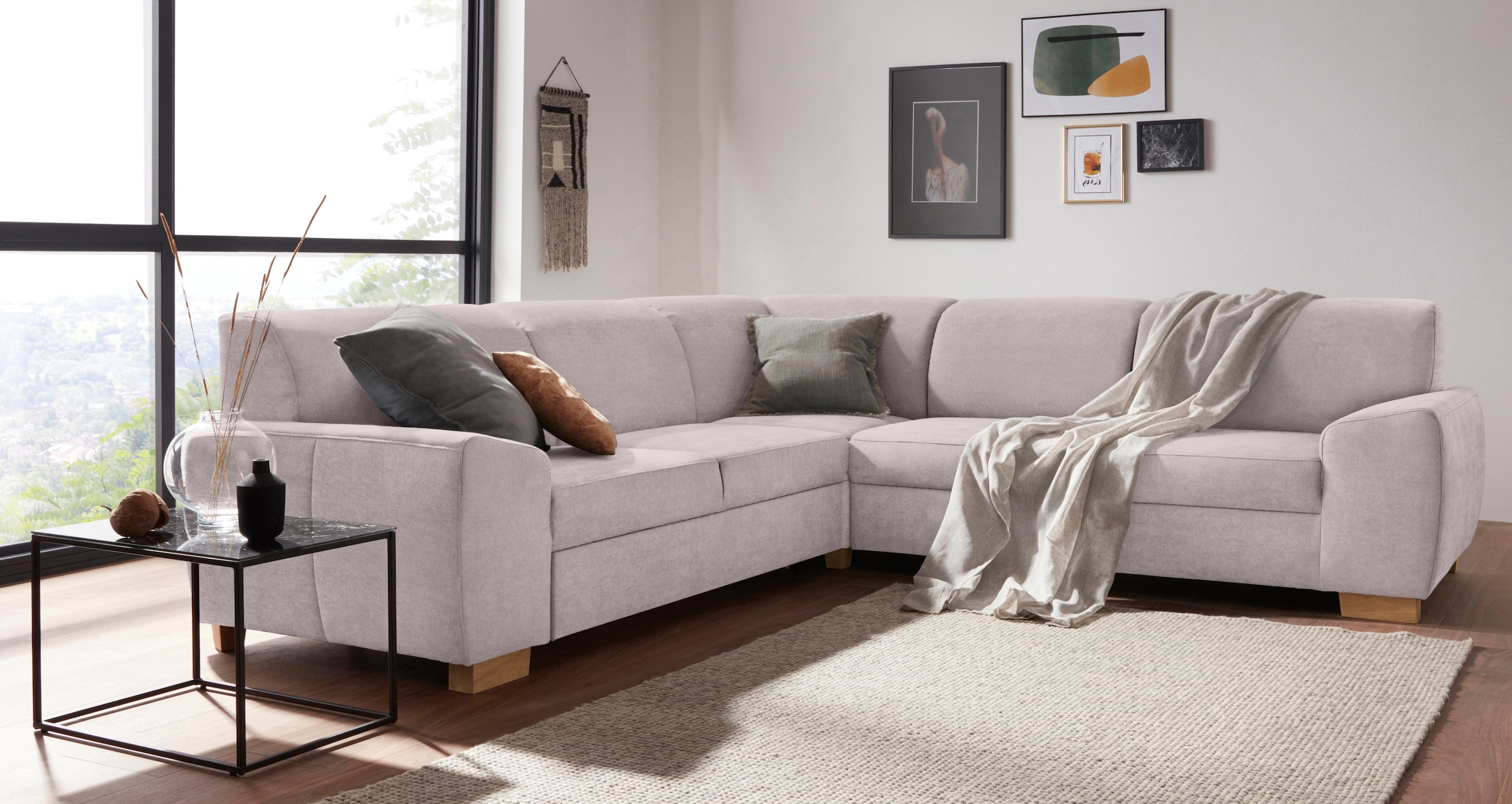 DOMO collection Ecksofa »Incanto kubische Formensprache, komfortabel, flache Armlehnen, L-Form«, wahlweise mit Bettfunktion