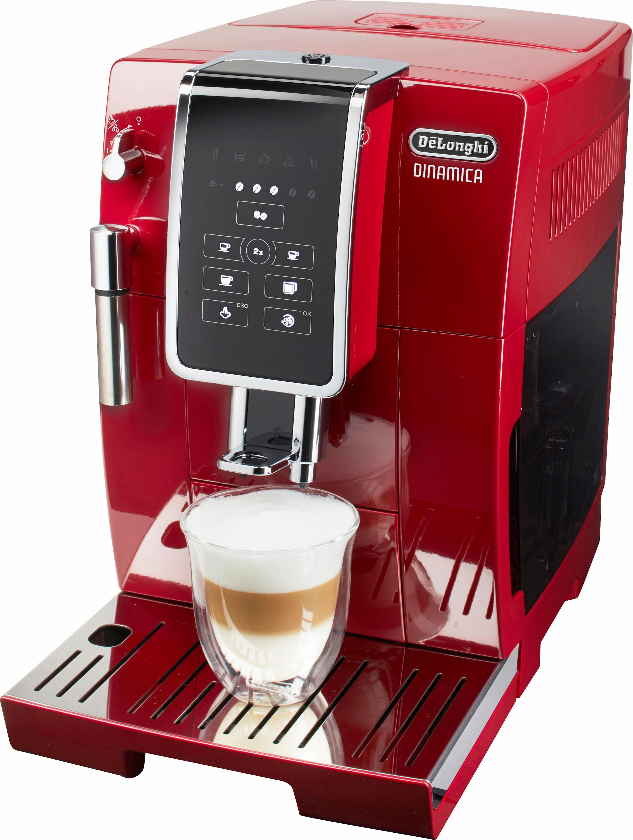 De'Longhi Kaffeevollautomat »Dinamica ECAM 358.15.R, Sensor-Bedienfeld«, Direktwahltasten für Espresso, Kaffee, Long Coffee und Lungo