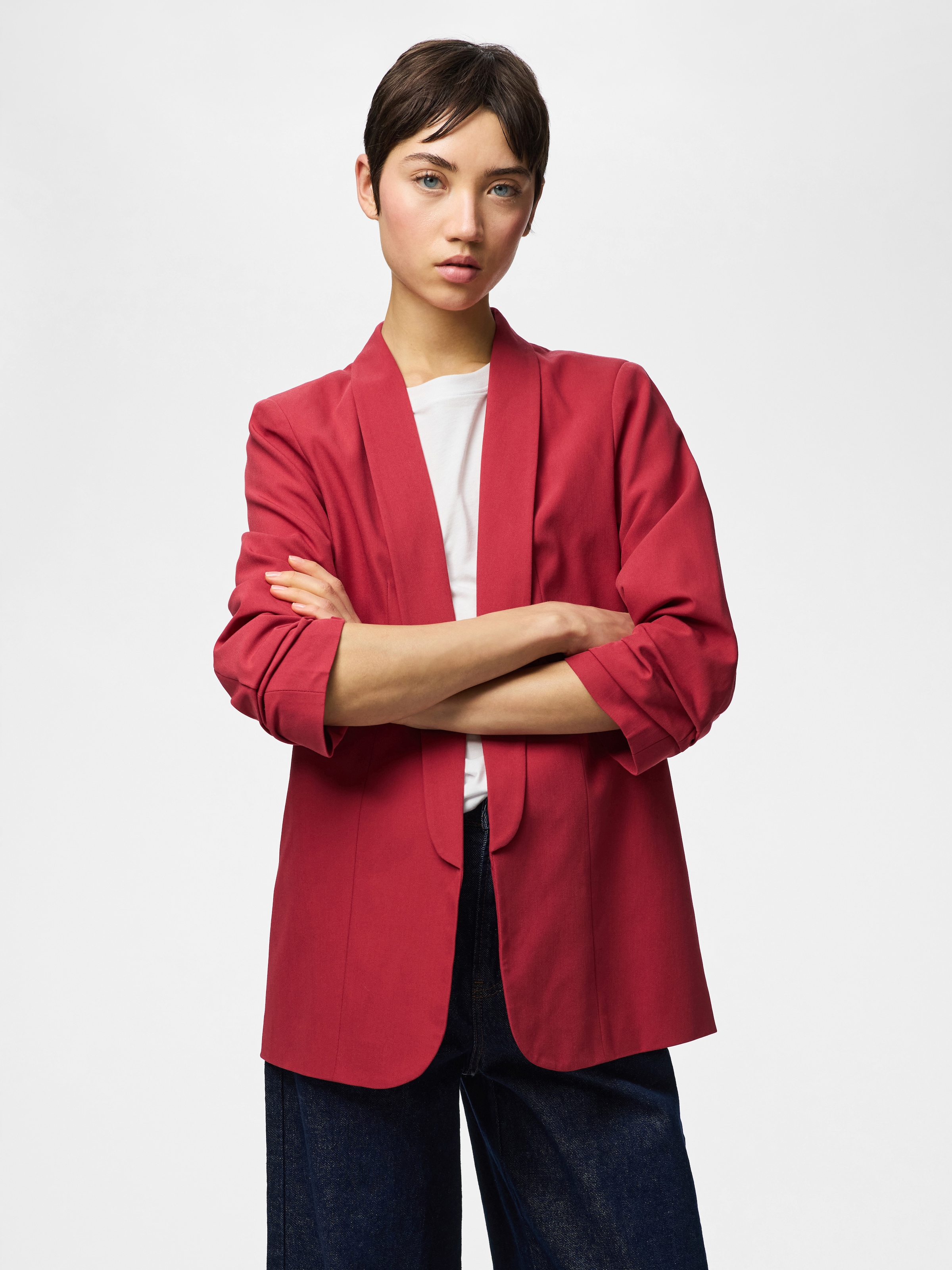 pieces Blusenblazer »PCBOSELLA 3/4 BLAZER NOOS« Materialmix, regular fit