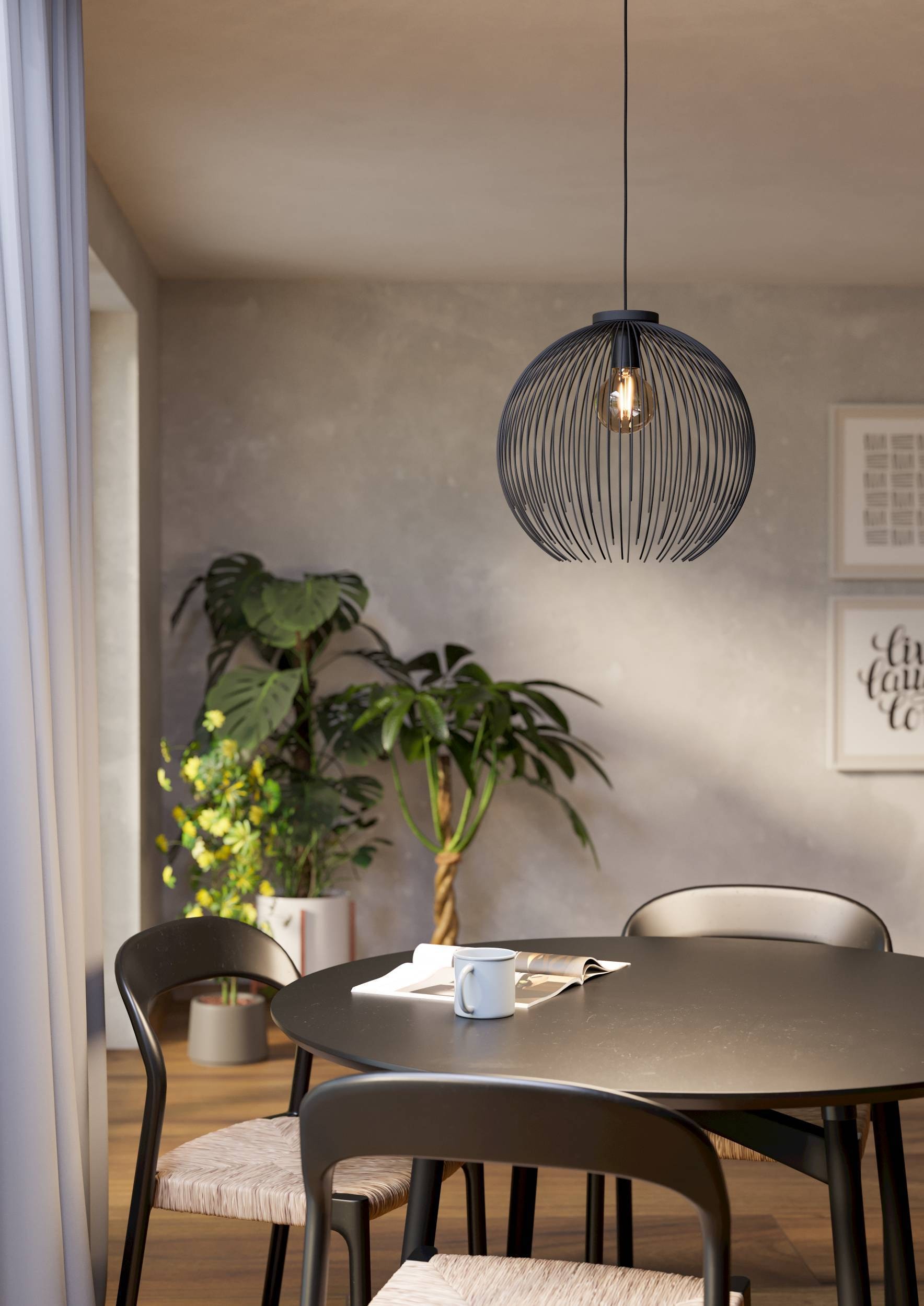 EGLO Hängeleuchte »Venezuela Hängelampe, Pendelleuchte, Esszimmerlampe, Metall, E27« E27 1 Stk. Hängeleuchte - H110 x Ø40 cm - schwarz - 1X40W exkl.