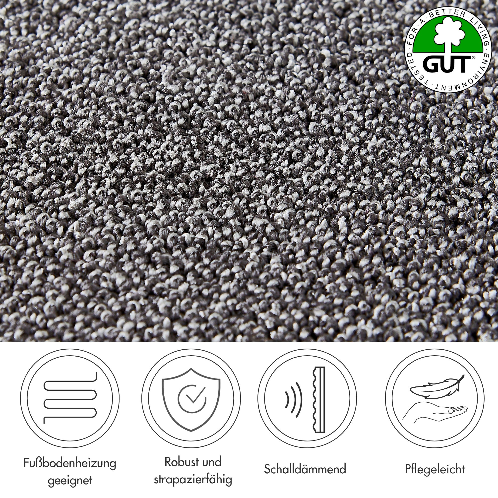 Andiamo Teppichboden »Rubinoy, Schlinge, Made in Belgium«, rechteckig, 8,5 mm Höhe, Breite 400 cm oder 500 cm, Wohnzimmer, strapazierfähig & robust