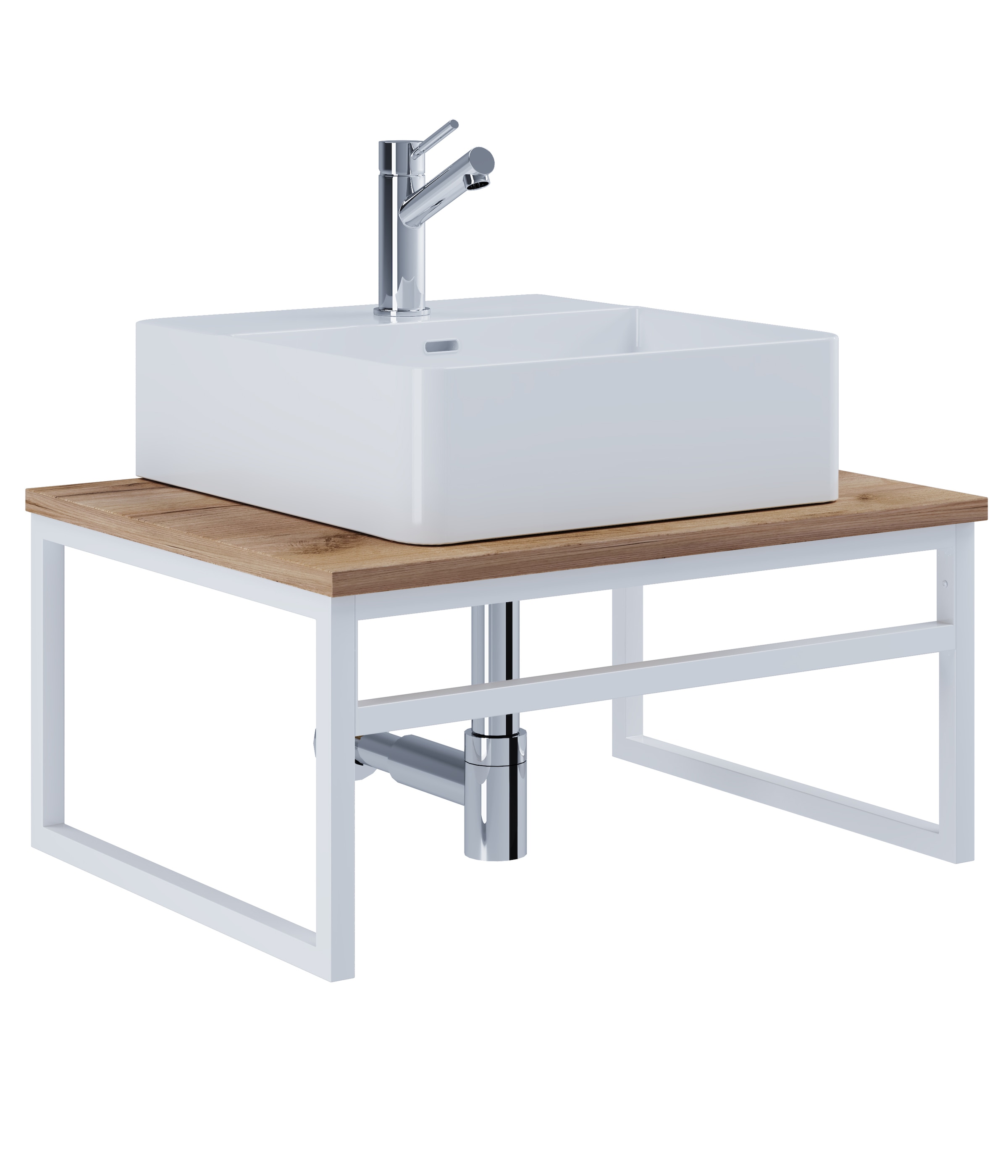 VCM Waschbeckenunterschrank »VCM 2-tlg. Waschplatz Waschtisch Badmöbel Set Waschbecken Holz Metall Industrial Style Bitila 60«, (2 St.)