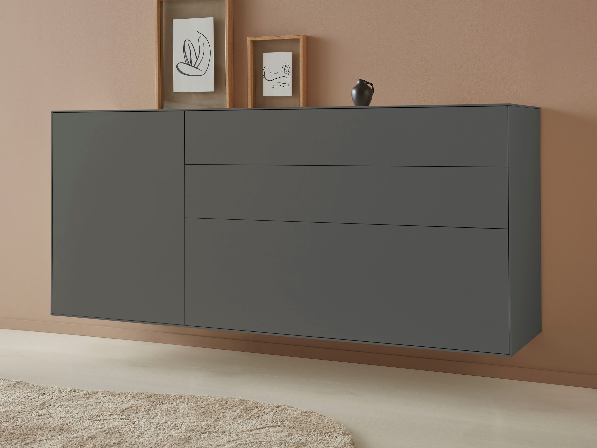 Sideboard »Essentials«, Breite: 167cm, MDF lackiert, Push-to-open-Funktion