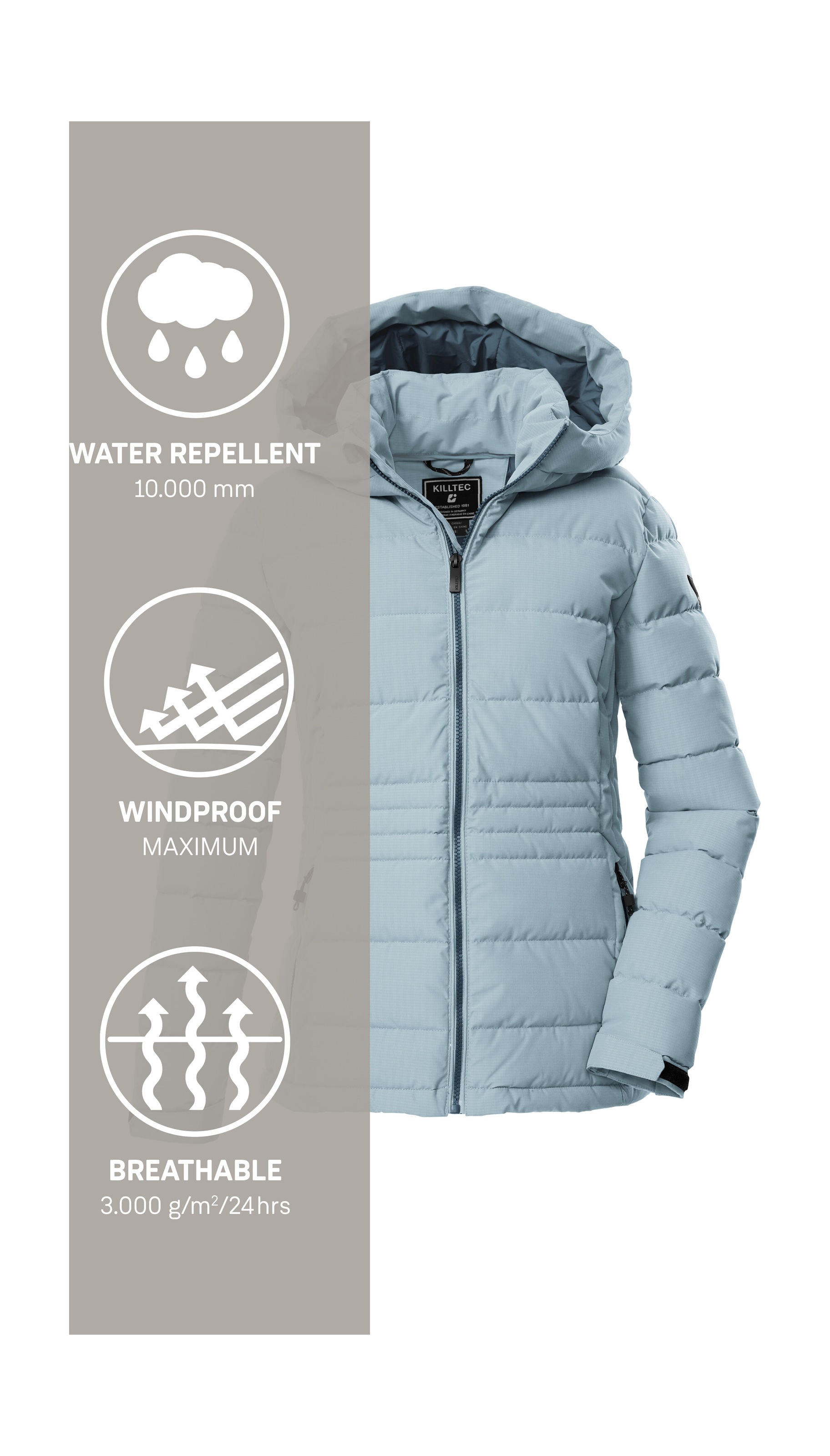 Killtec Steppjacke »KOW 10 WMN QLTD JCKT«, Winddichte, wasserabweisende Damen Steppjacke mit verstellbarer Kapuze