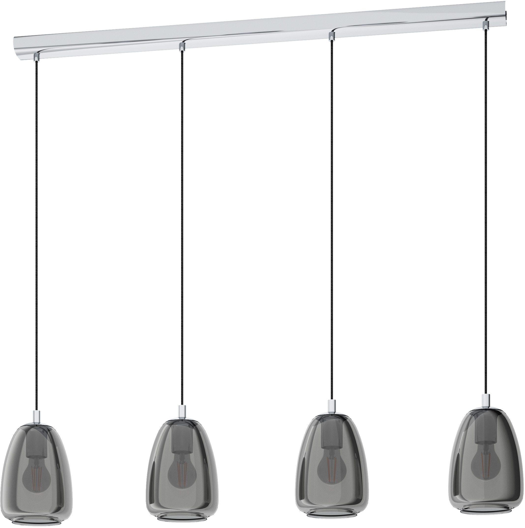 EGLO Hängeleuchte »ALOBRASE«, 4 flammig, Leuchtmittel E27 | Leuchtmittel wechselbar-ohne Leuchtmittel, chrom / L108 x H110 x B15cm / Pendelleucht / Esstisch / Wohnzimmer