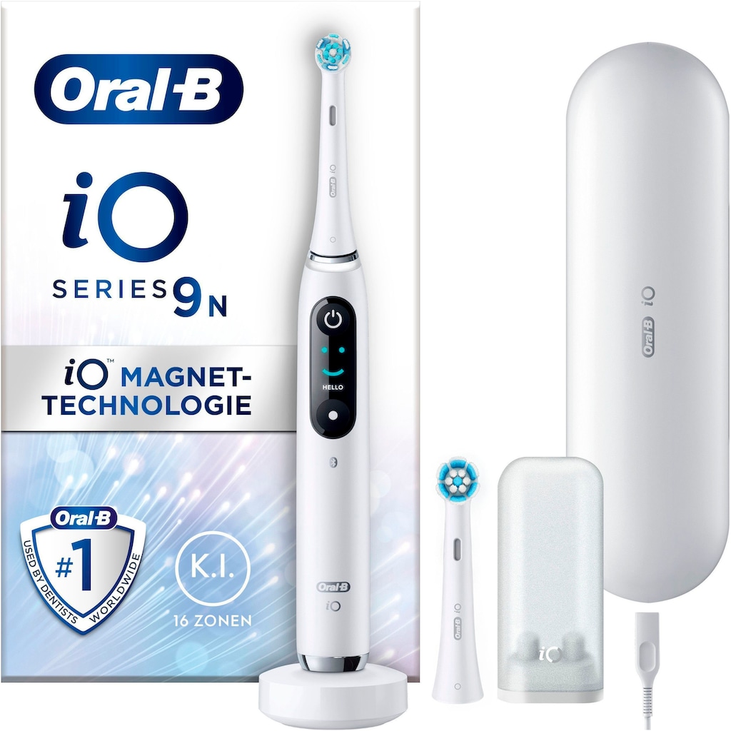 Oral-B Elektrische Zahnbürste »iO 9«, 2 St. Aufsteckbürsten, mit Magnet-Technologie, 7 Putzmodi, Farbdisplay & Lade-Reiseetui