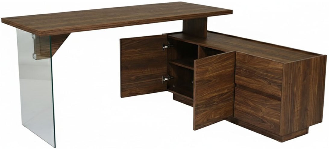 Jahnke Eckschreibtisch »LUX C 160 E« Eckschreibtisch, wechselseitig montierbar, Glas, 2 Fächer+2Schubladen