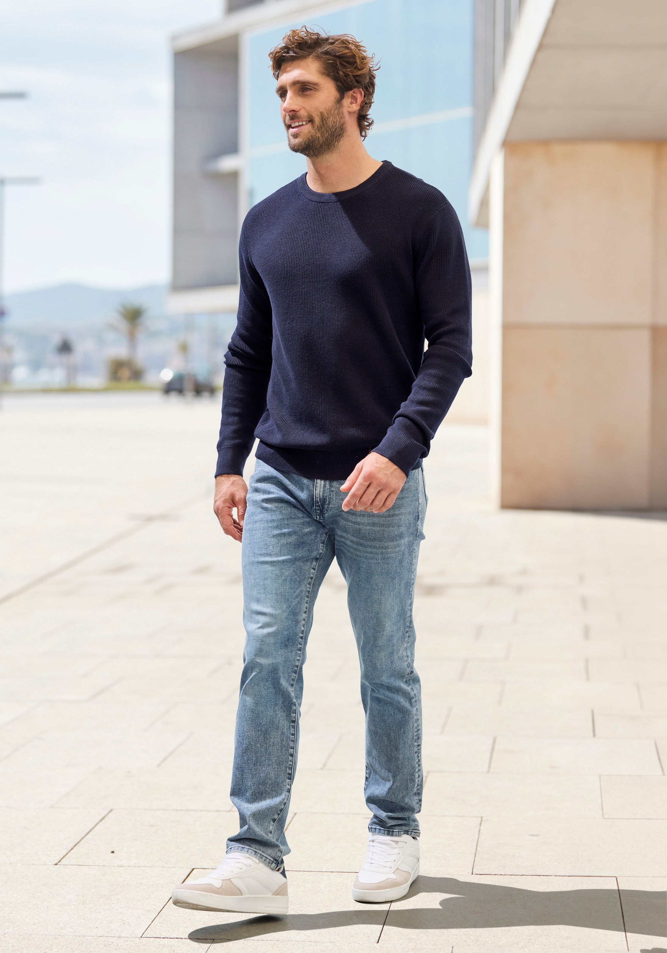 John Devin Strickpullover »bis Größe 5XL« Pullover in modischen Farben aus Baumwollmischung