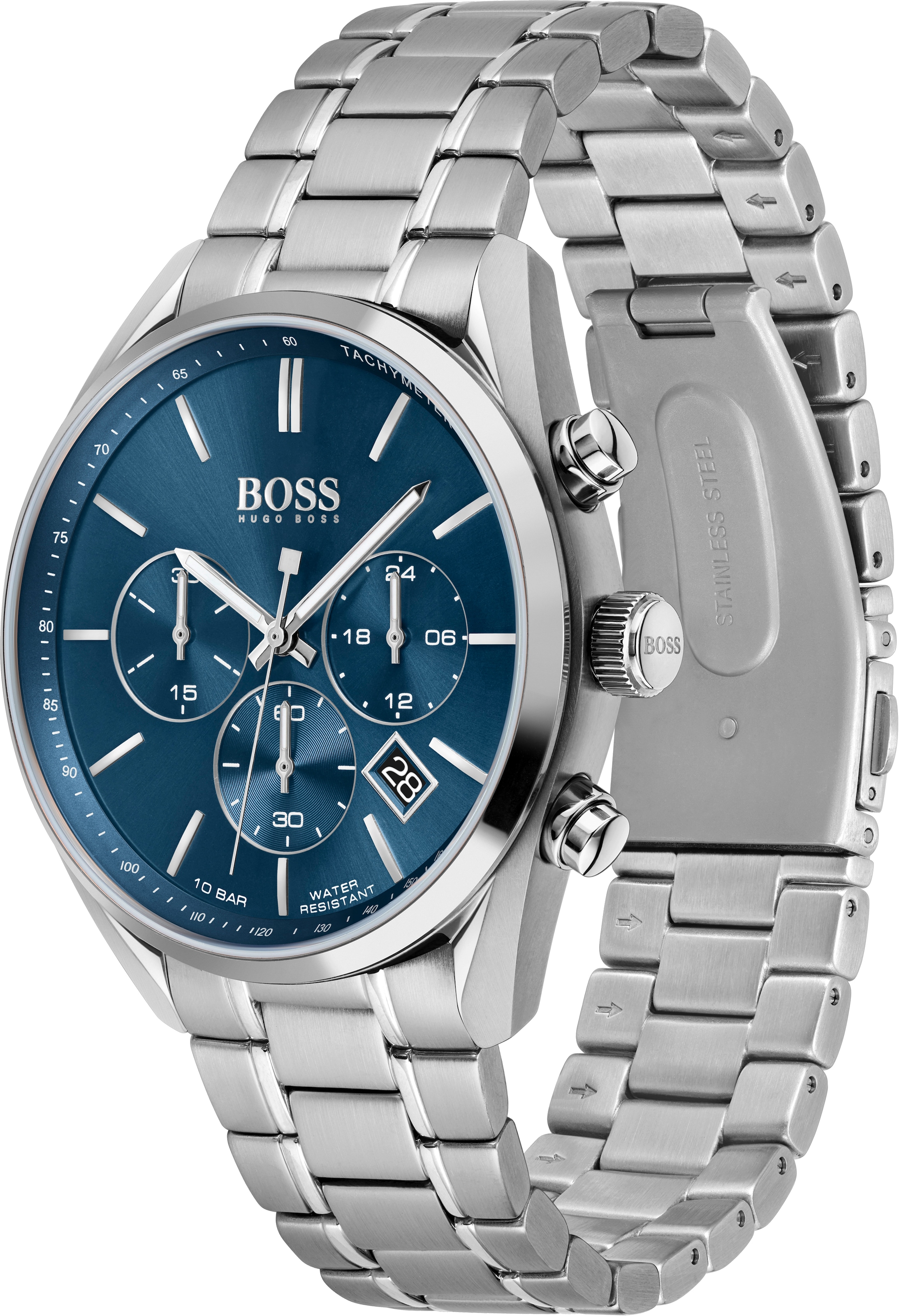 BOSS Chronograph »CHAMPION«, Quarzuhr, Herrenuhr, Armbanduhr, Stoppfunktion, Edelstahlarmband