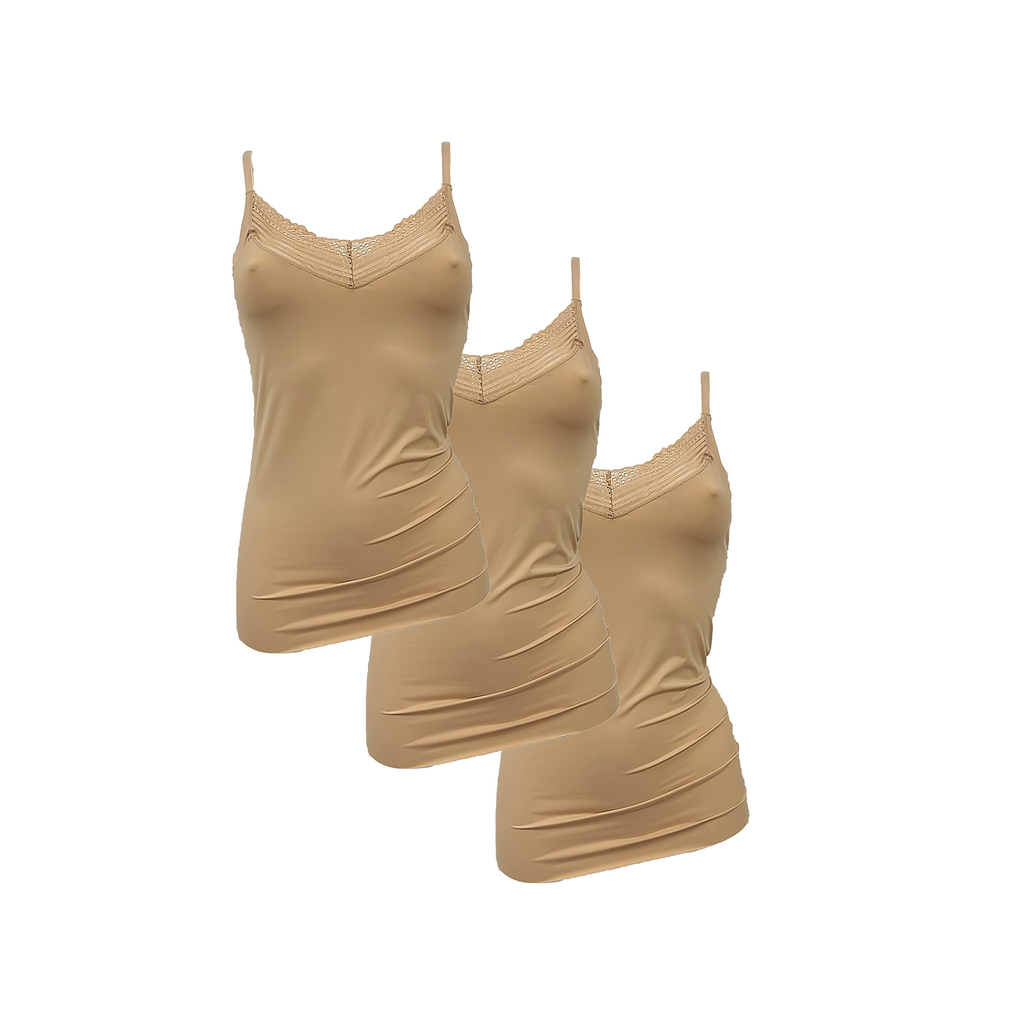 My Basic Unterhemd »Free cut singlet« 3er Pack,  verstellbare Spaghetti-Träger, V-Ausschnitt, Spitze, elastisch, basic