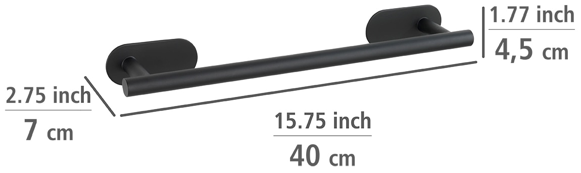 WENKO Handtuchhalter »Orea BxTxH: Black«, online ohne befestigen bei 40x7x4,5 cm, bohren OTTO