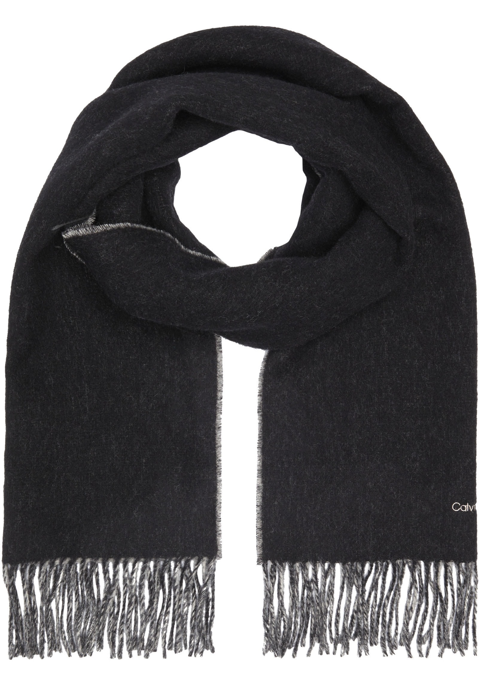 Calvin Klein Schal »FRINGES TWO TONES SCARF 40X200«, mit gesticktem Logoschriftzug