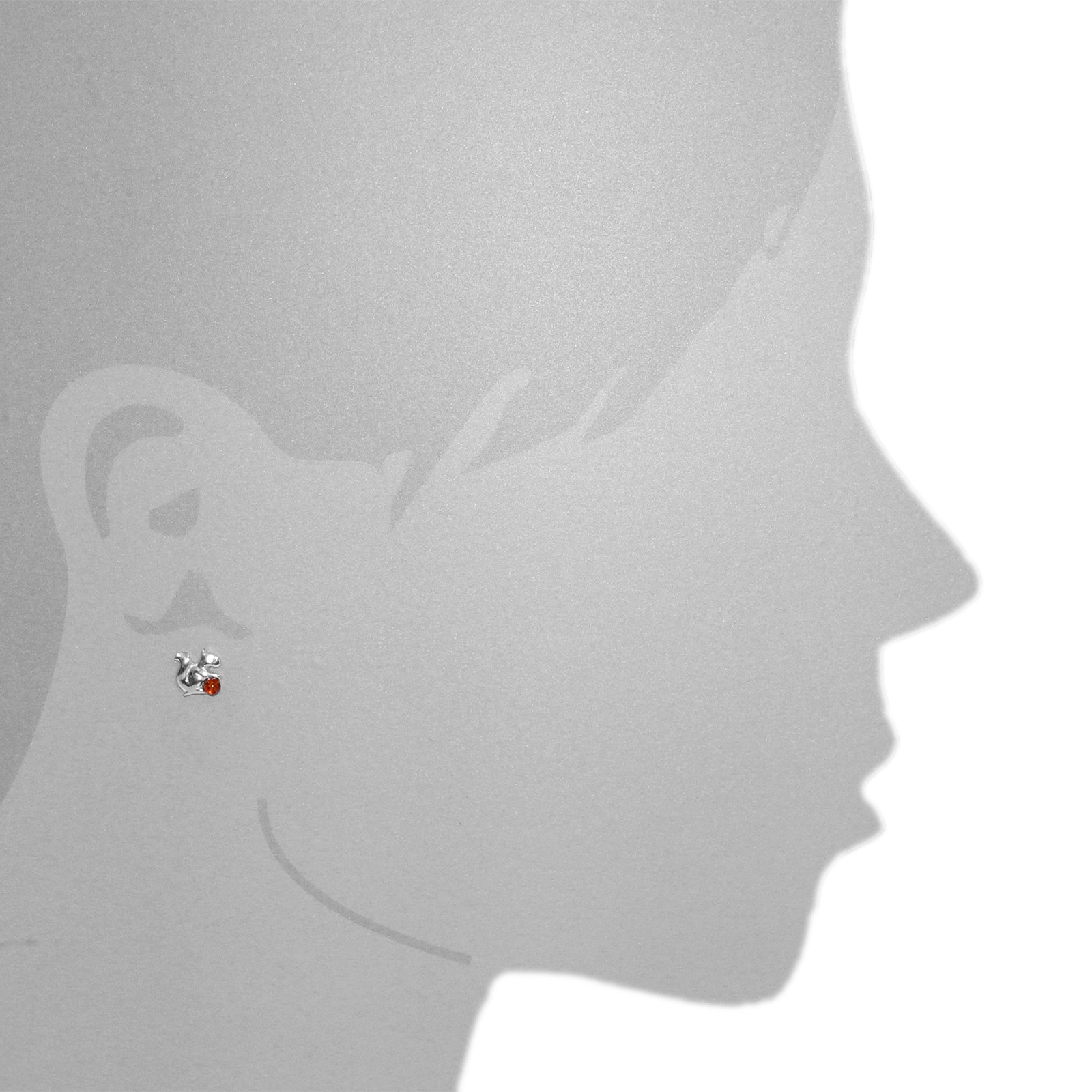 OSTSEE-SCHMUCK Paar Ohrstecker »- Eichhörnchen - Silber 925/000 - Bernstein«