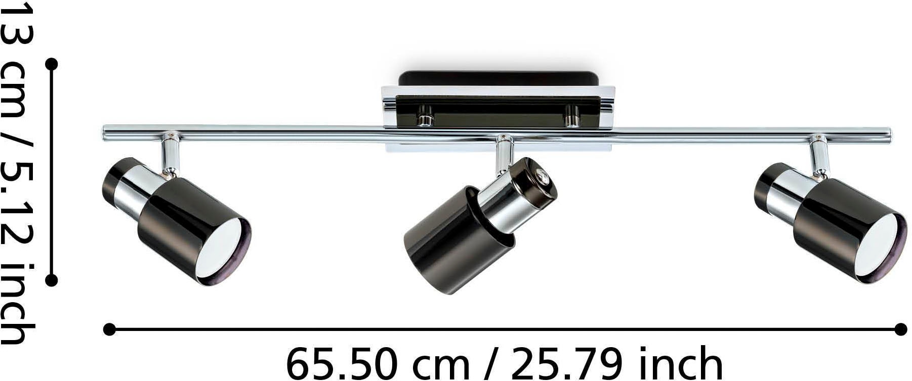 EGLO Deckenleuchte »Davida 1 Deckenlampe, Deckenspot aus Metall, Wohnzimmerlampe, GU10« GU10 1 Stk. Spot - L58 x B7 cm - nickel-nero - 3X4,6W inkl.