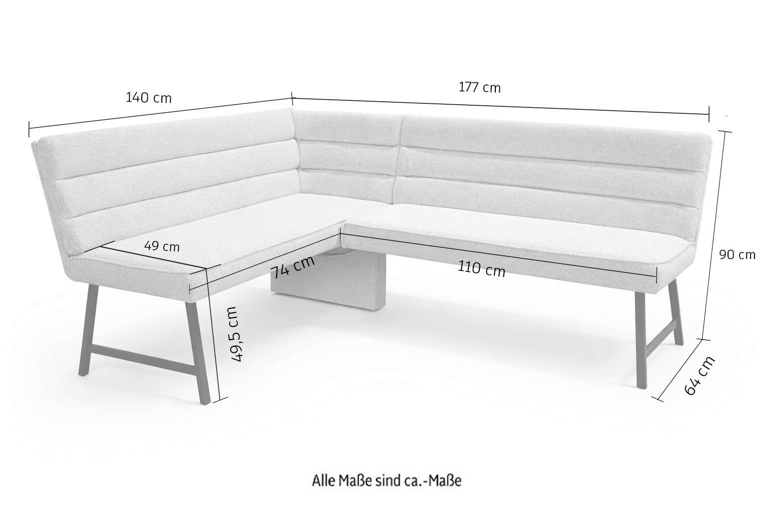 OTTO home Eckbankgruppe »Oregon Essecke, Sitzgruppe, Küchenbankgruppe« Set, 4er, 4 tlg. Eckbank mit Metallfüßen, Esstisch in Eiche massiv