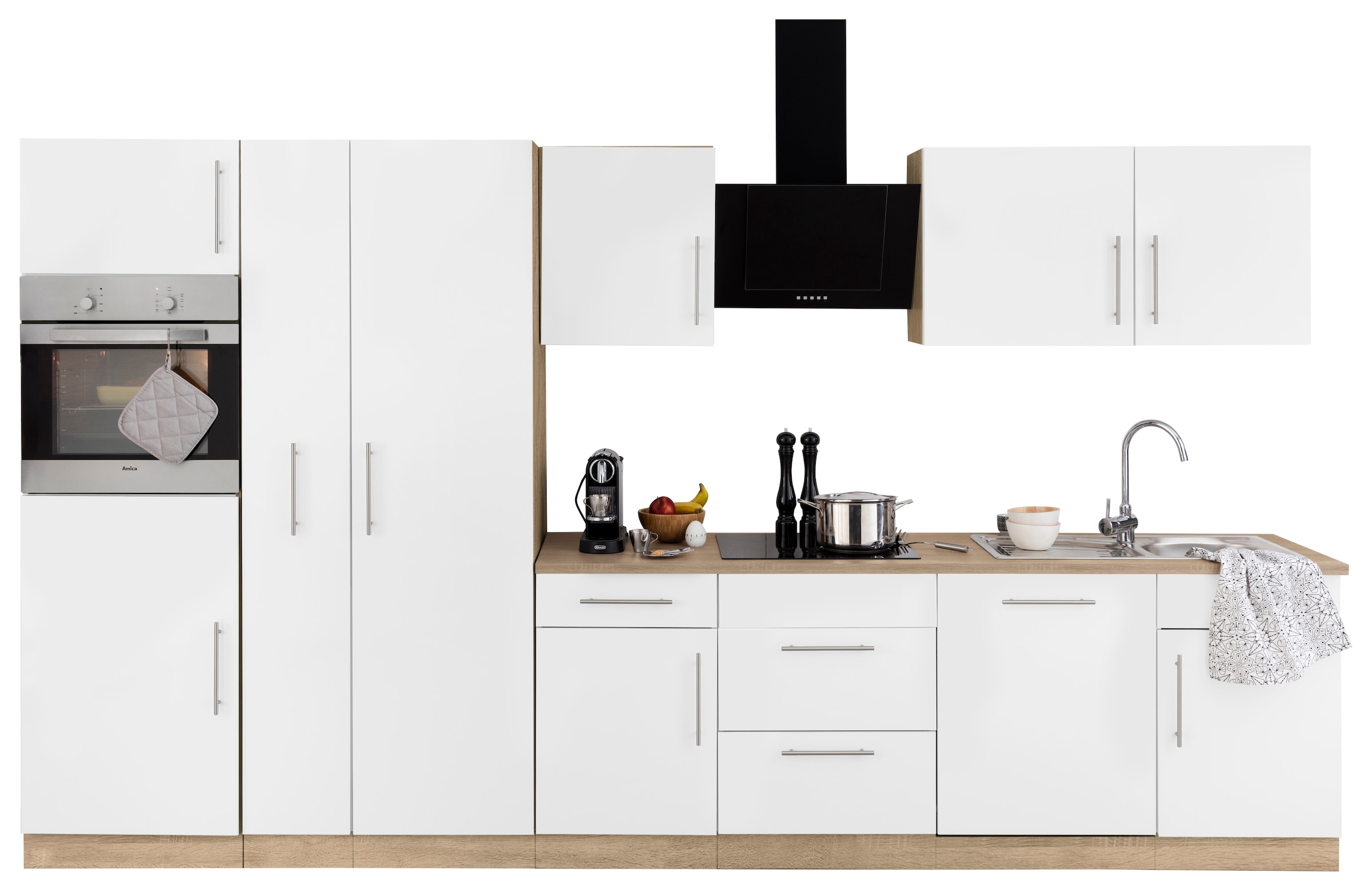Breite OTTO mit Metallgriffen Küchen »Cali«, wiho bei Küchenzeile E-Geräten, 360 cm mit online
