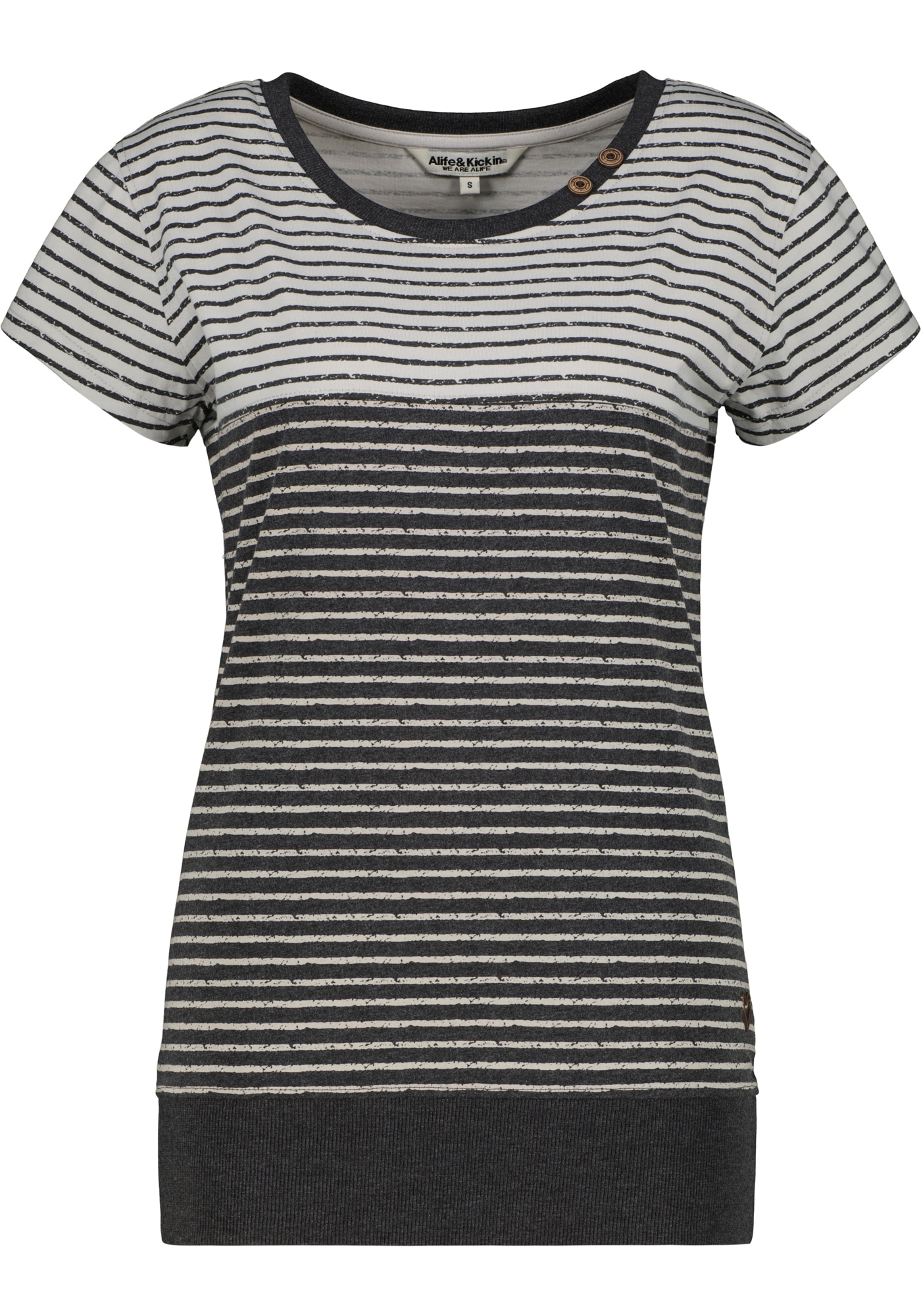 Alife & Kickin Rundhalsshirt »CosmaAK B« vielseitiges Basic-Shirt mit Streifen und breitem Saum