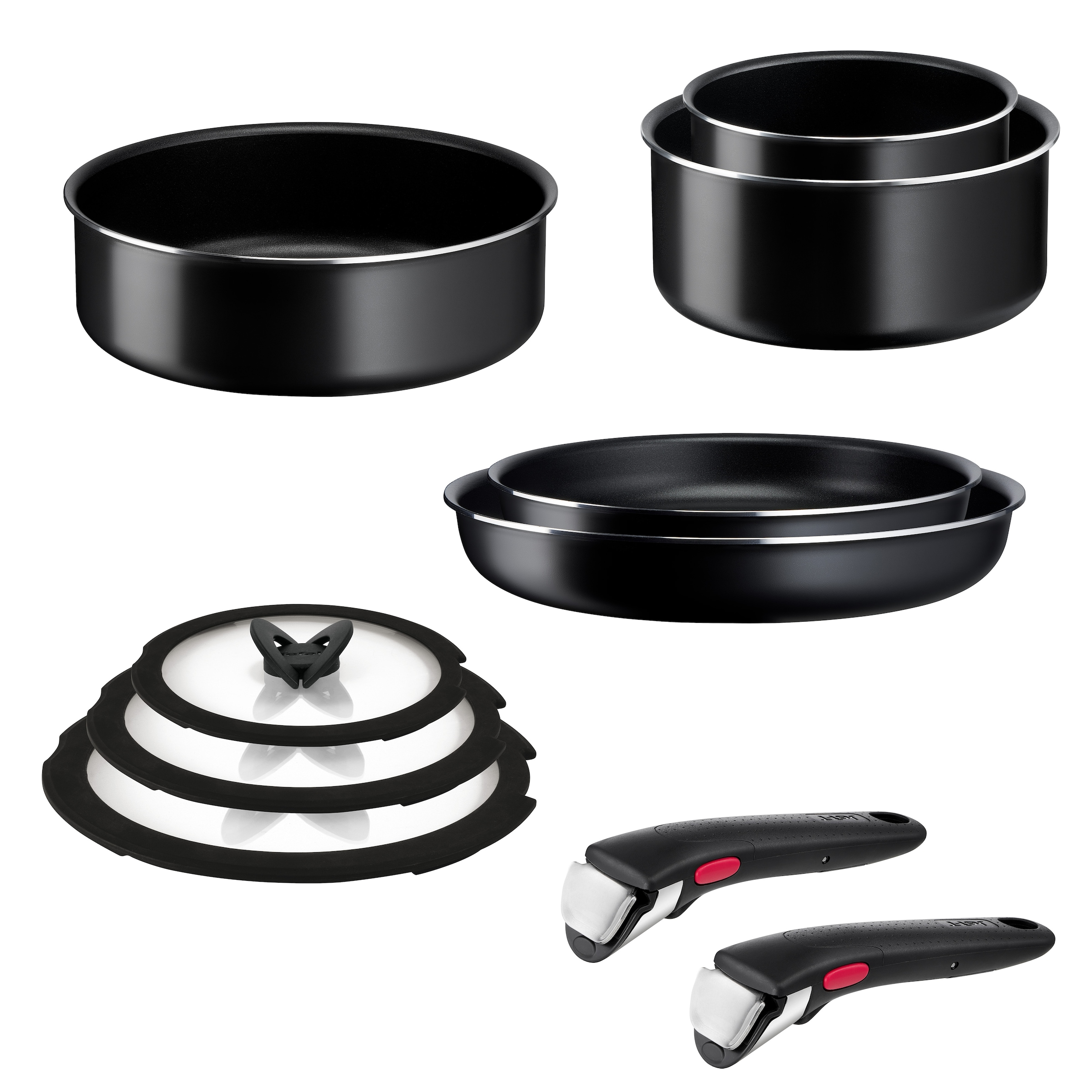 Tefal Pfannen-Set »Ingenio Easy Cook & Clean On« Aluminium Set, 10 Stk. tlg. abnehmbarer Griff, Antihaftversiegelung, Thermo-Signal, made in France